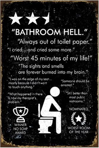 Miniatura 11 de Letrero de metal retro divertido para baño, inodoro y baño, decoración de pared con humor para decoración de pared, regalos para el hogar, bar,