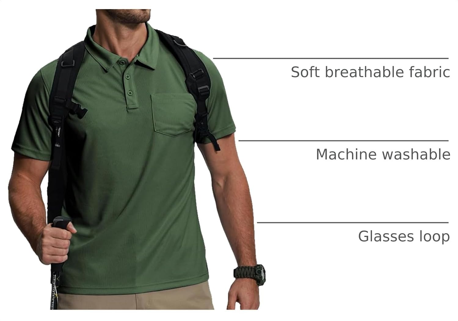 ZITY 5 Pack Polo Shirts for Men with Pocket Dry Quickly Short Sleeve Athletic Outdoor Work Collared Shirts image 4