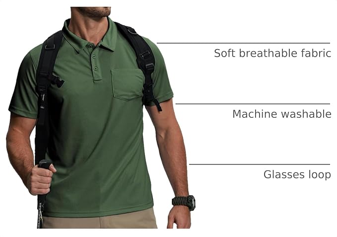Pack 5 Polos para Hombre Manga Corta Secado Rápido miniatura 4