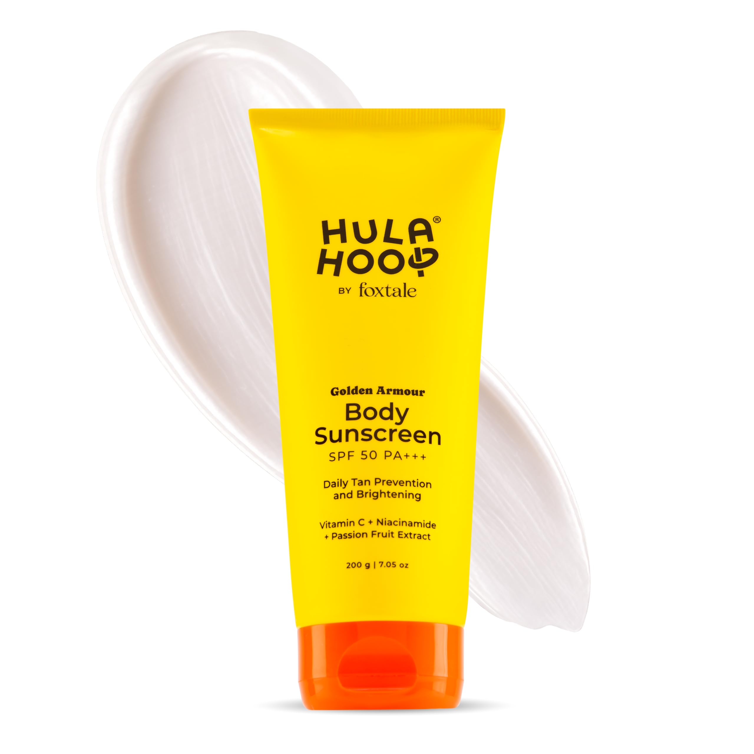 Hula Hoop Body Sunscreen SPF 50 PA+++ by Foxtale | Vitamin C + Niacinamide + Passion Fruit Extract | Daily Tan Prevention & Brightening | 200g-picture-49