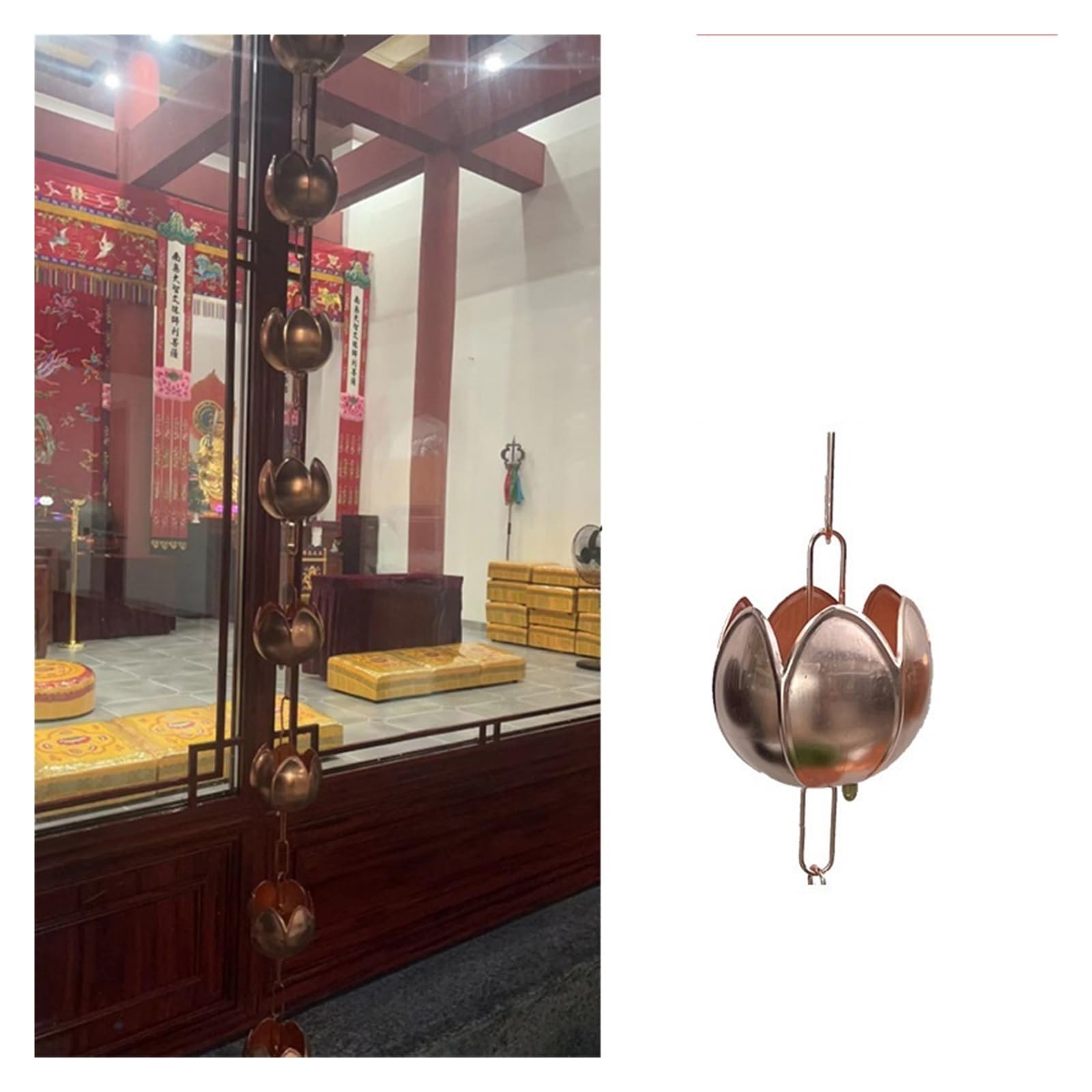 Okap Świątyni Dekoracyjny Drenaż Łańcuch Deszczowy Przeciwdeszczowy Krajobraz Dziedzińca Willi Praktyczne I PięKne(Purple Copper Buddha Lotus Flower)
