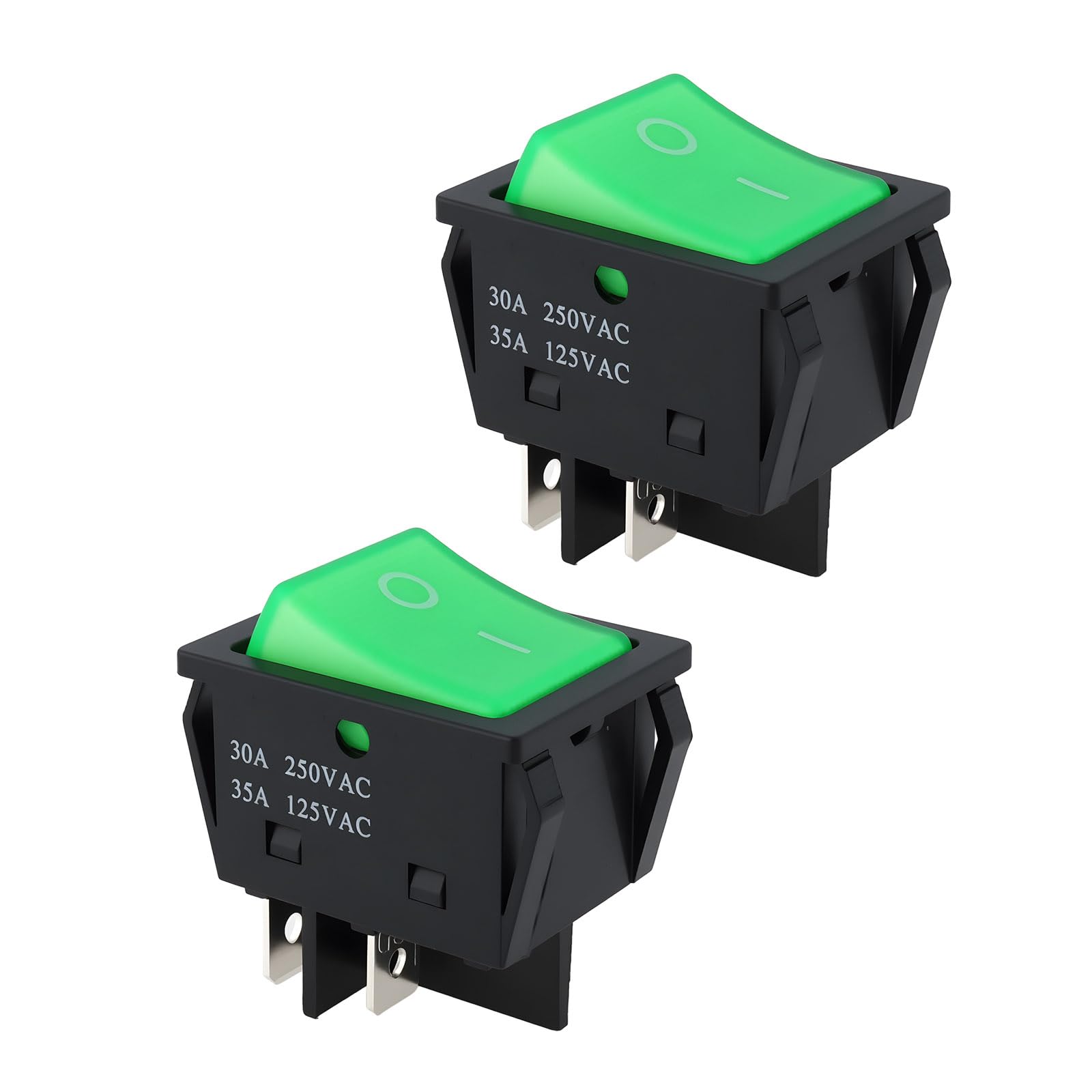 EMSea 2pcs 4Pin Rocker Switches KCD4 30A 250V/35A 125V Compatible with Numatic Vacuum Cleaner Green