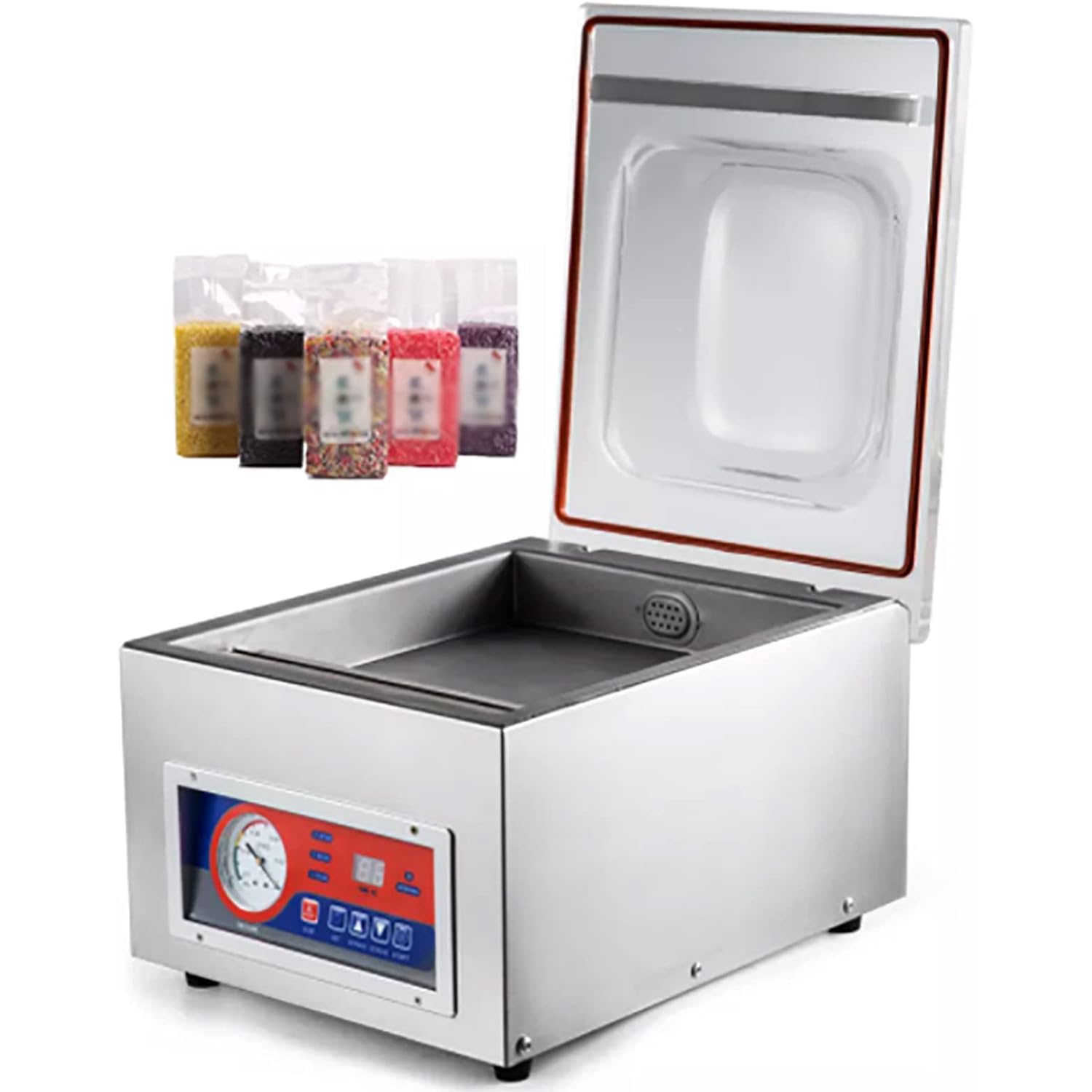 Macchina per sottovuoto a camera commerciale, Sigillatrice sottovuoto a camera da 14 pollici, Larghezza di sigillatura professionale, Opzioni sia automatiche che manuali, per risparmio alimentare, uso