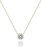 Inerney Dainty CZ Choker Necklace for Women, 14K Gold Plated 1.5ct Solitaire Pendant, Hypoallergenic Jewelry Gift