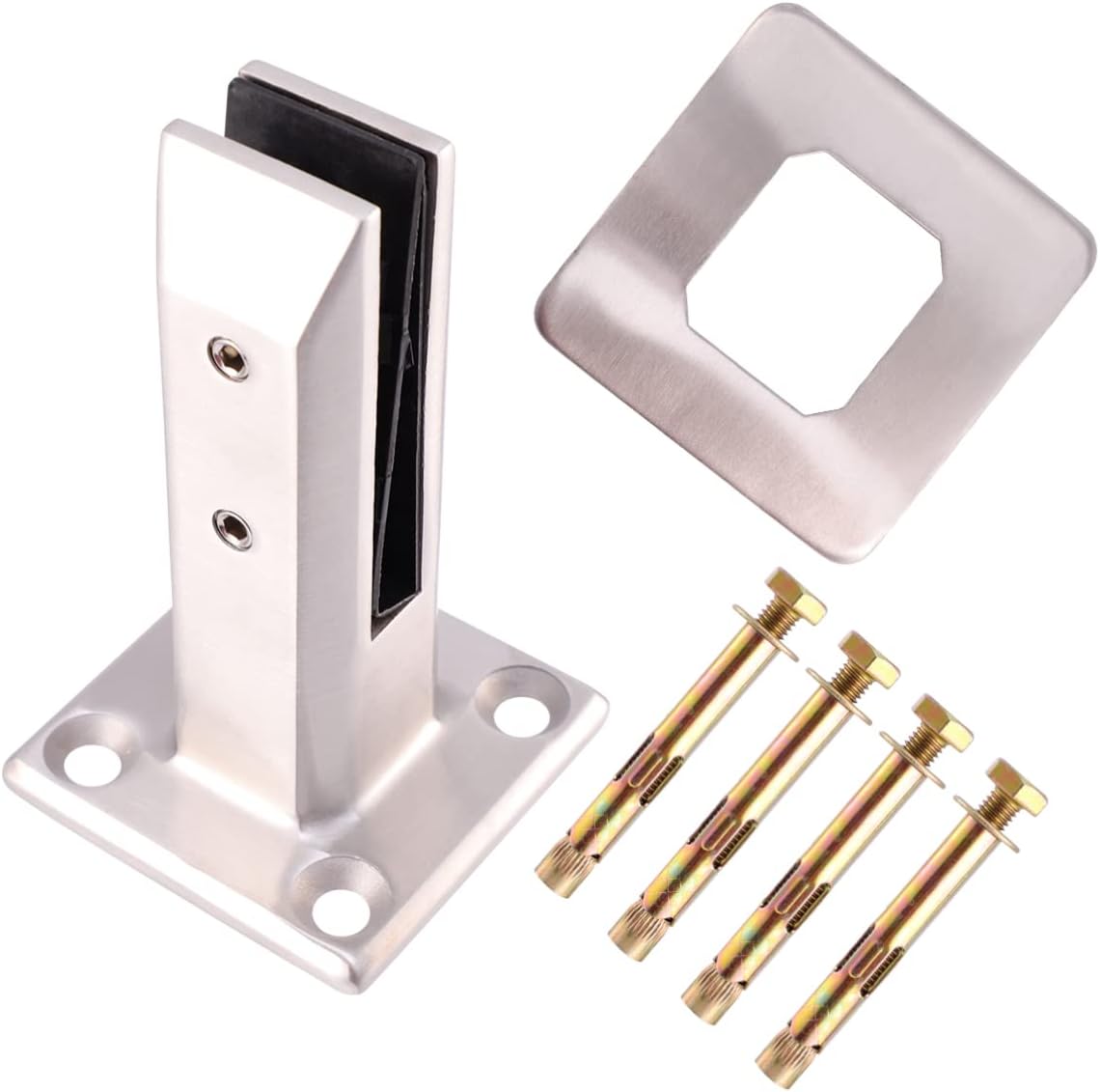 VILLCASE Stainless Steel Glass Clamp Durable No Drill Glass Fixing Tool for Glass Bright Bracket for Daily Use Easy Installation Space Saving Design