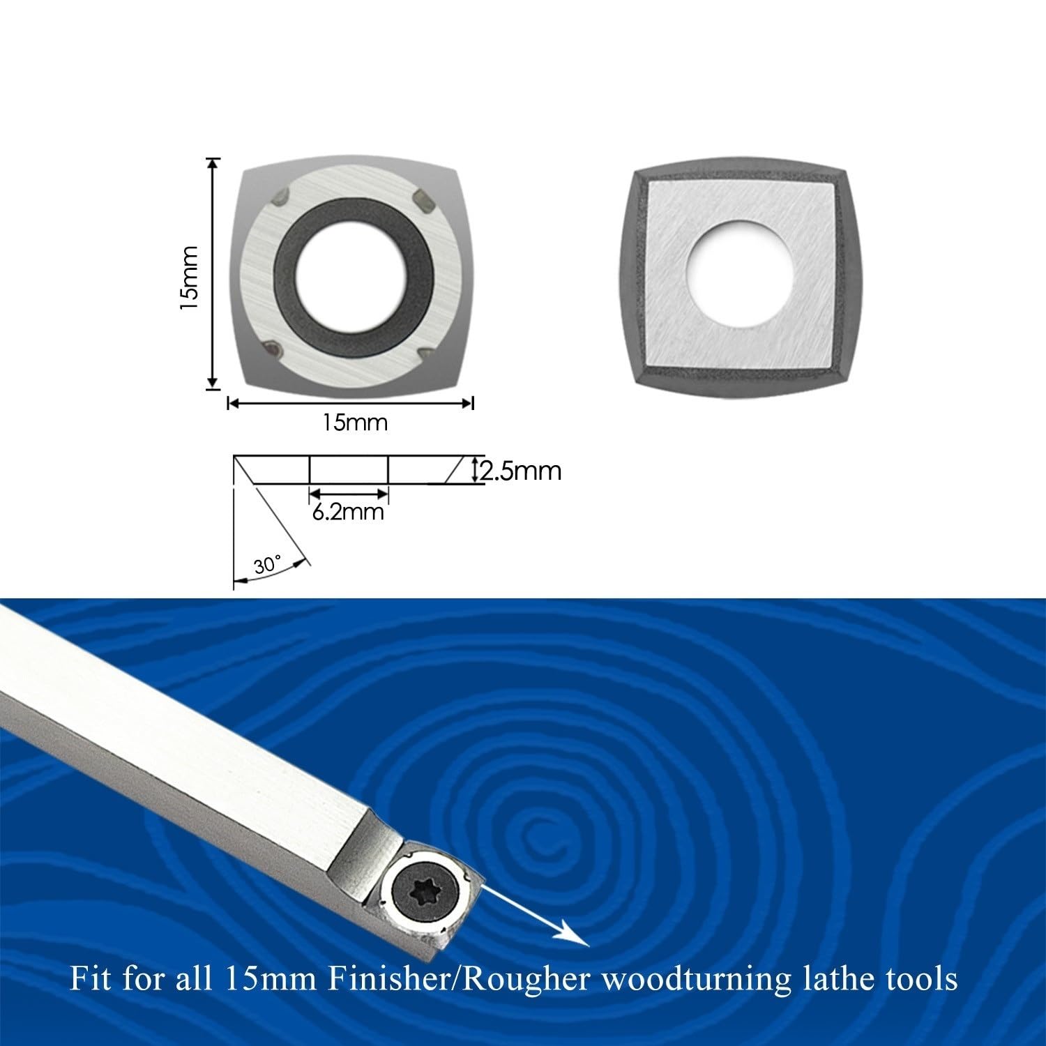 Inserts Remplaçables Quatre Bords Inserts Carrés En Carbure 15x15x2,5 Mm - Angle 30° - Pour Tour à Bois, Rabot - 10 Pièces Avec Vis Et Clé Accessoire Rabot Contreplaqué MDF Inserts Remplaçables Quatre Bords Inserts Carrés En Carbure 15x15x2,5 Mm - Angle 30° - Pour Tour à Bois, Rabot - 10 Pièces Avec Vis Et Clé Accessoire Rabot Contreplaqué MDF