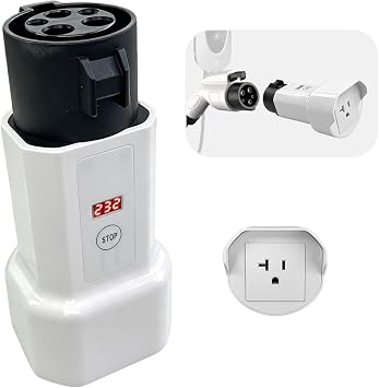 J1772 to NEMA 5-15/5-20 Socket Adapter, Portable EV Charging Station Discharge Converter, J1772 Charger Plug Tap for Charging E-Bikes and Scooters Can Accept AC 100240V with Display