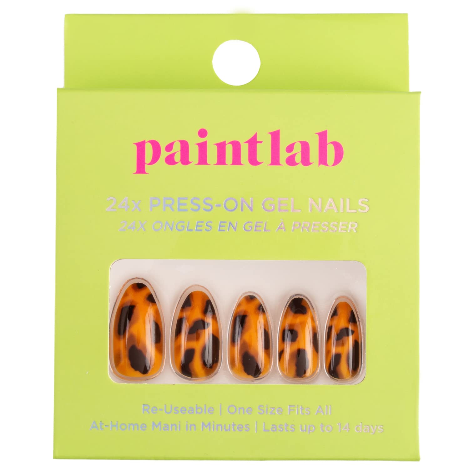 PaintLabPress On Nails, 24 Piece Fake Nails Kit Plus Nail Glue, Nail File, Prep Pad and Cuticle Stick, Gel Nail Kit for Women and Girls, Tortie