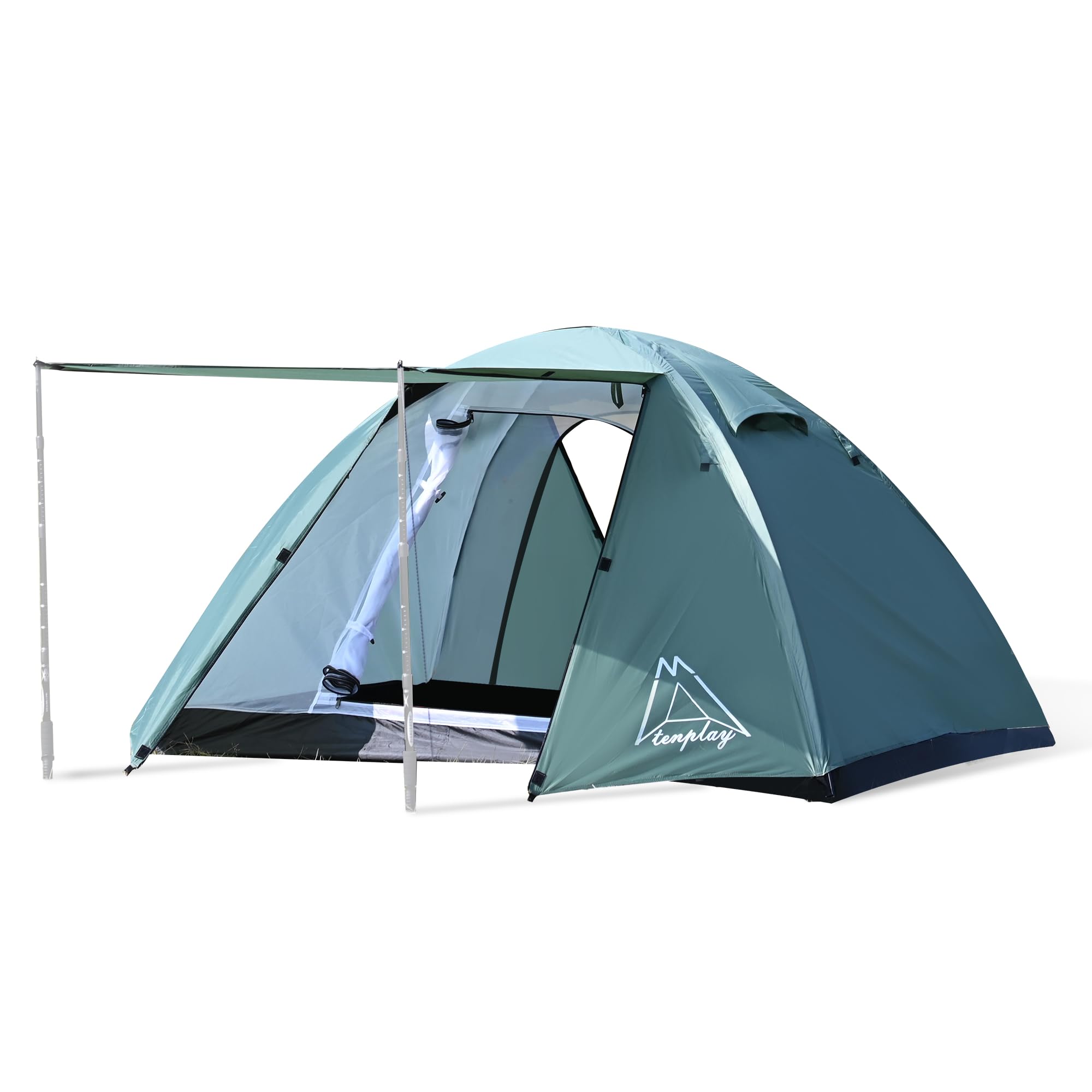 TENPLAY 2 Person Tent Lightweight 2.5KG, PU3000mm Waterproof, Windproof Backpacking Tent with 2 Doors, Easy Setup for Camping, Hiking, Mountaineering, Family Outdoor & Travel(Green)