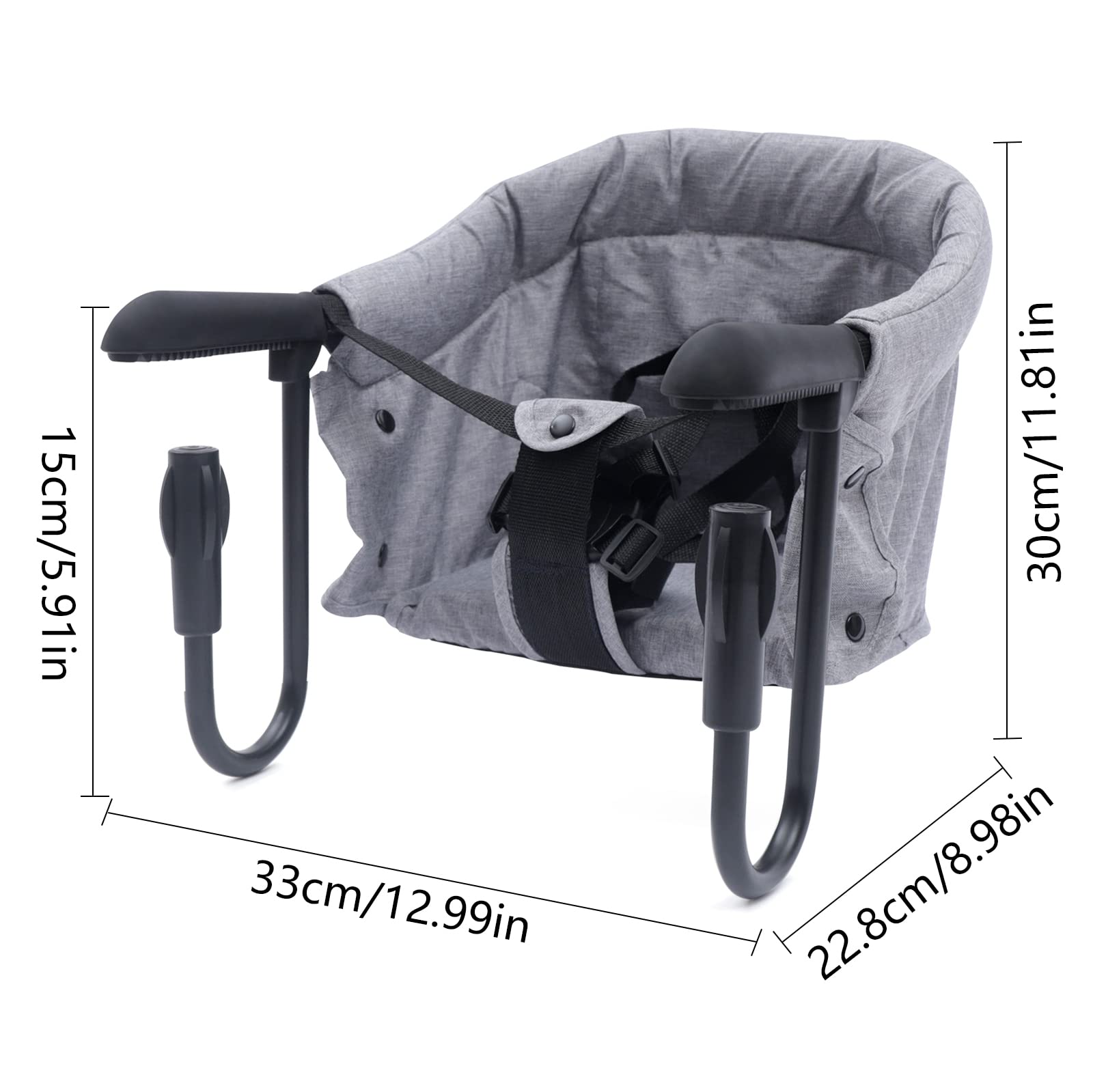 asiento mesa bebé suplemento plegable con pinzas antideslizantes y bolsillo, silla de seguridad para bebé cómodo (gris)