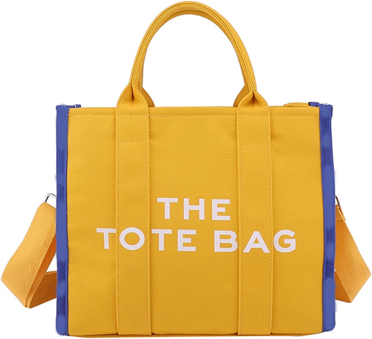 JQAliMOVV Canvas Tote Bag for Women - Travel Tote Bag Purse with Zipper Fashion Shoulder Crossbody Bag Handbag, C-yellow, Medium