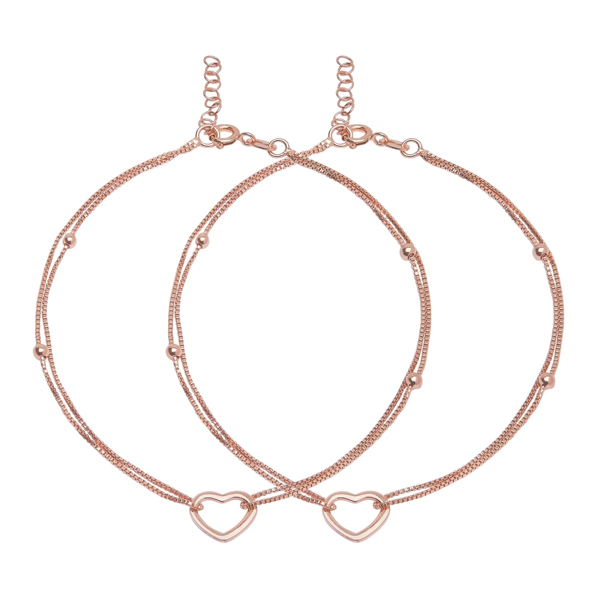 ZAVYA 925 Sterling Silver Modest Heart Rose Gold Plating Chain Anklet (Pair) | | Gift for Women & Girls | With Certificate of Authenticity & 925 Stamp (B0CMD9YYPB) Amazon Price History, Amazon Price Tracker