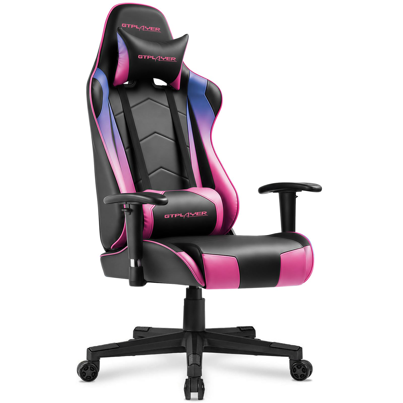 GTPLAYER Gaming Chair with Footrest, Ergonomic Computer Game Desk Chair, Reclining Gaming Chair Seat Height Adjustment, Swivel Rocker with Headrest and Lumbar (Colorful)