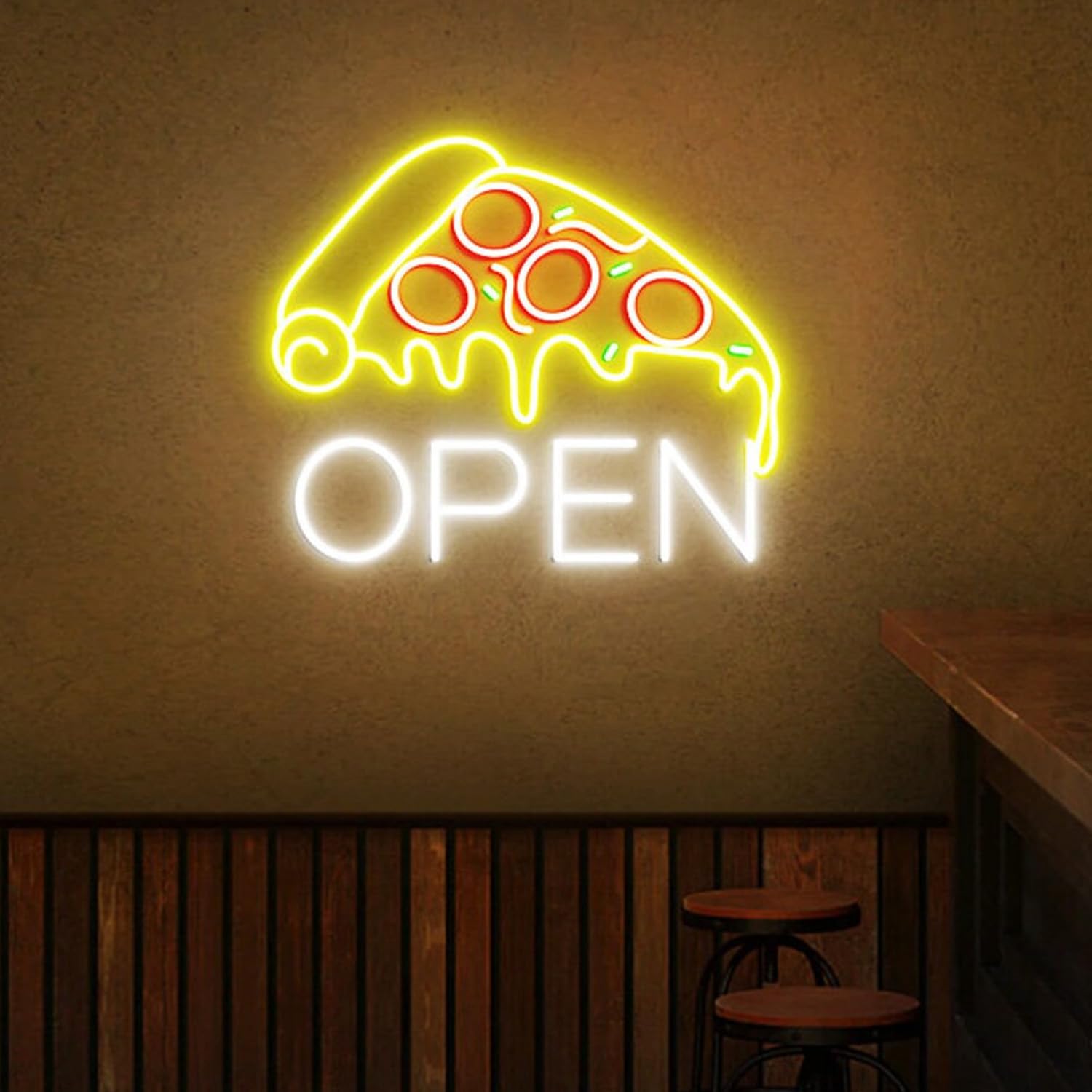 Pizza Open Neon Sign, Pizza Shop Sign, Pizza Shop Window Open Sign, Custom Open Business Sign, Restaurant Open Led Light, Pizza Wall Sign