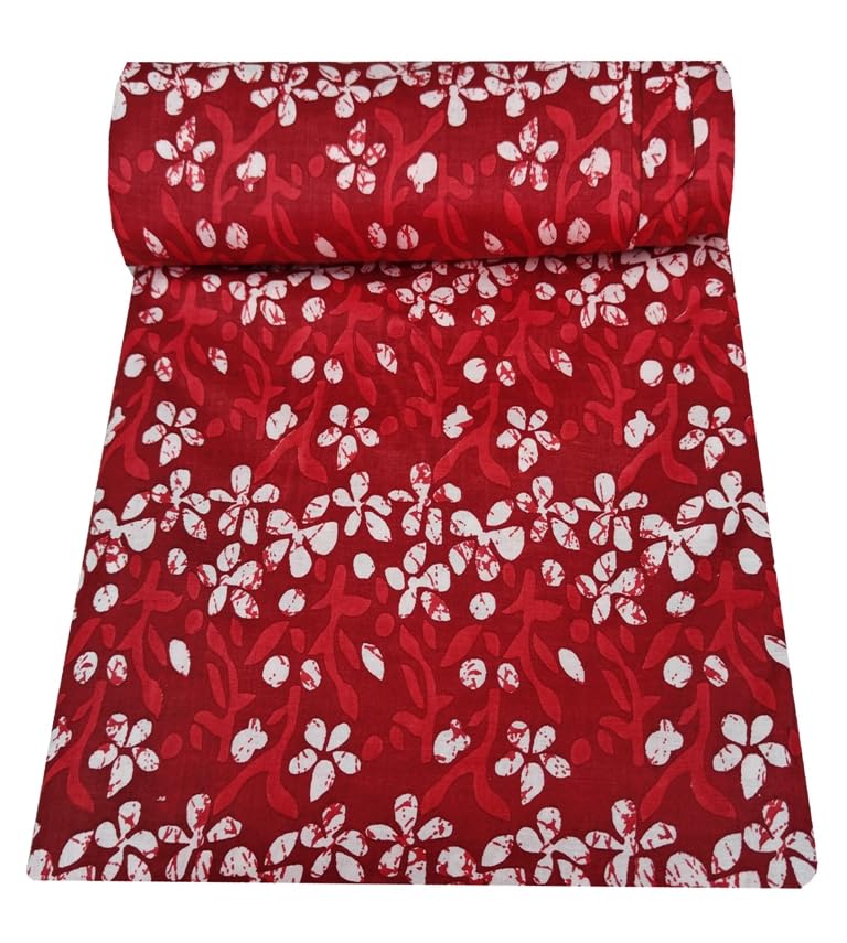 Kalap Floral Printed Cotton Cloth Materiel Indian Cotton Hand Block Print Fabric Running Jaipuri Hand Block Printed Women Dress Material Kurtis Natural 43" Inches (2.5 Meter)-picture-37