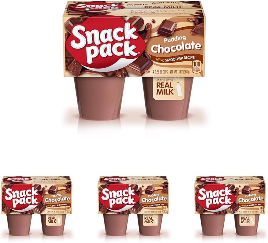 Chocolate Pudding, 4 Count Pudding Cups (Pack of 4)