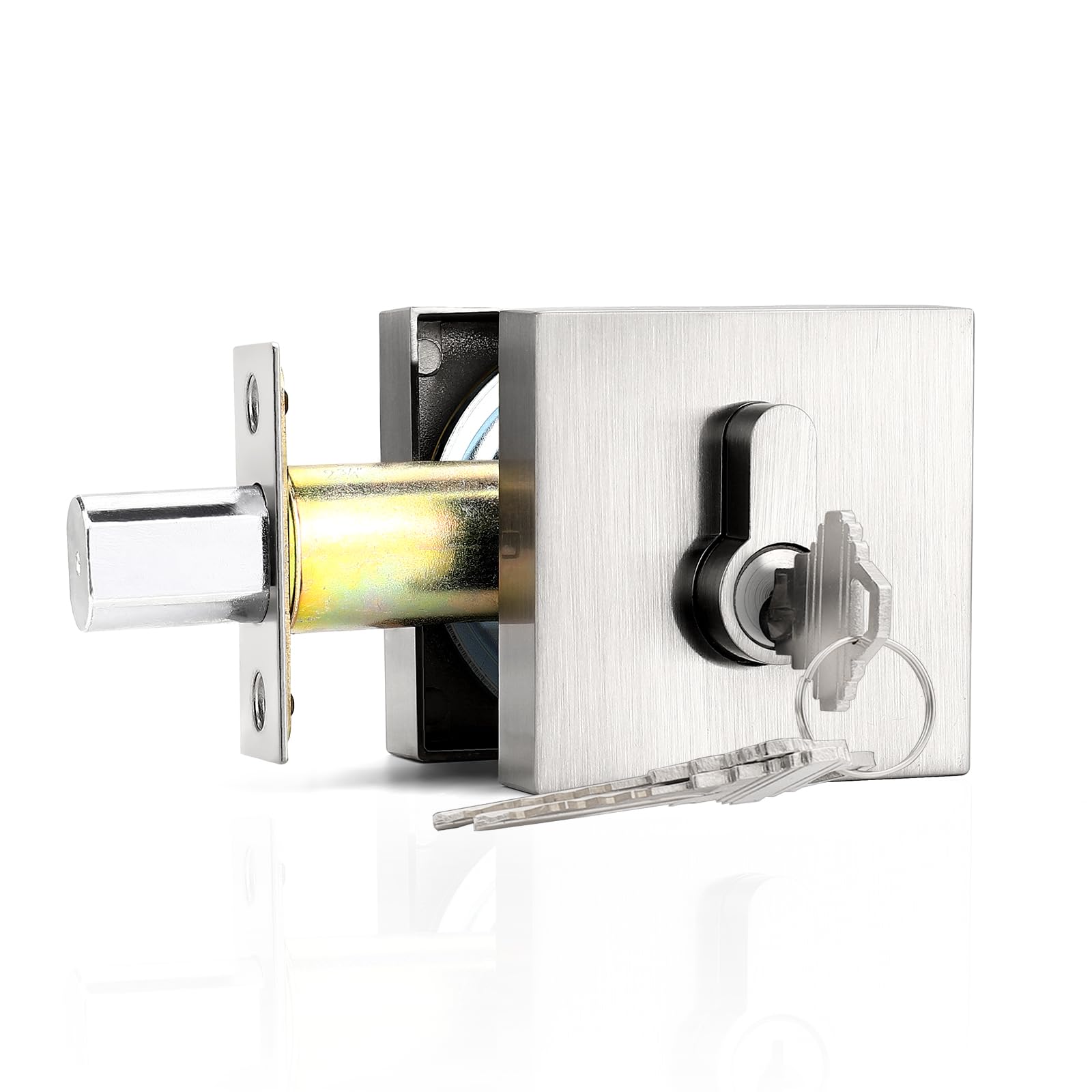 Pêne dormant double cylindre Probrico en nickel satiné avec clés des deux côtés pour porte carrée