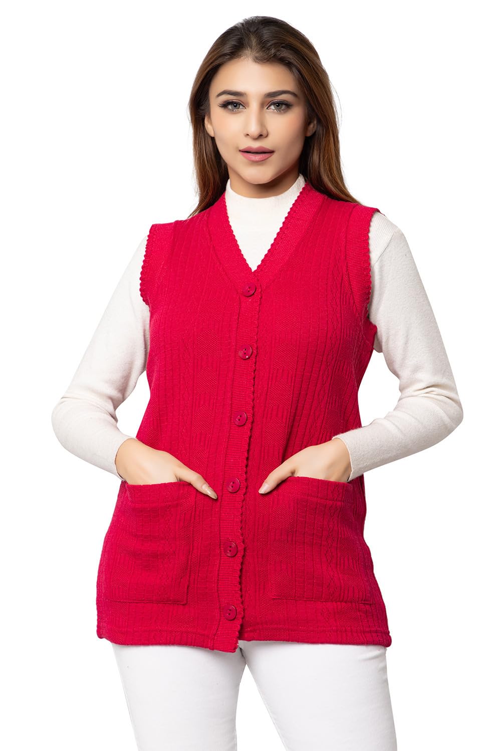 HIFZAASleeveless Sweater for Women with Pockets Cardigan Winter wear Sweaters for Ladies Plus Size M to 6XL