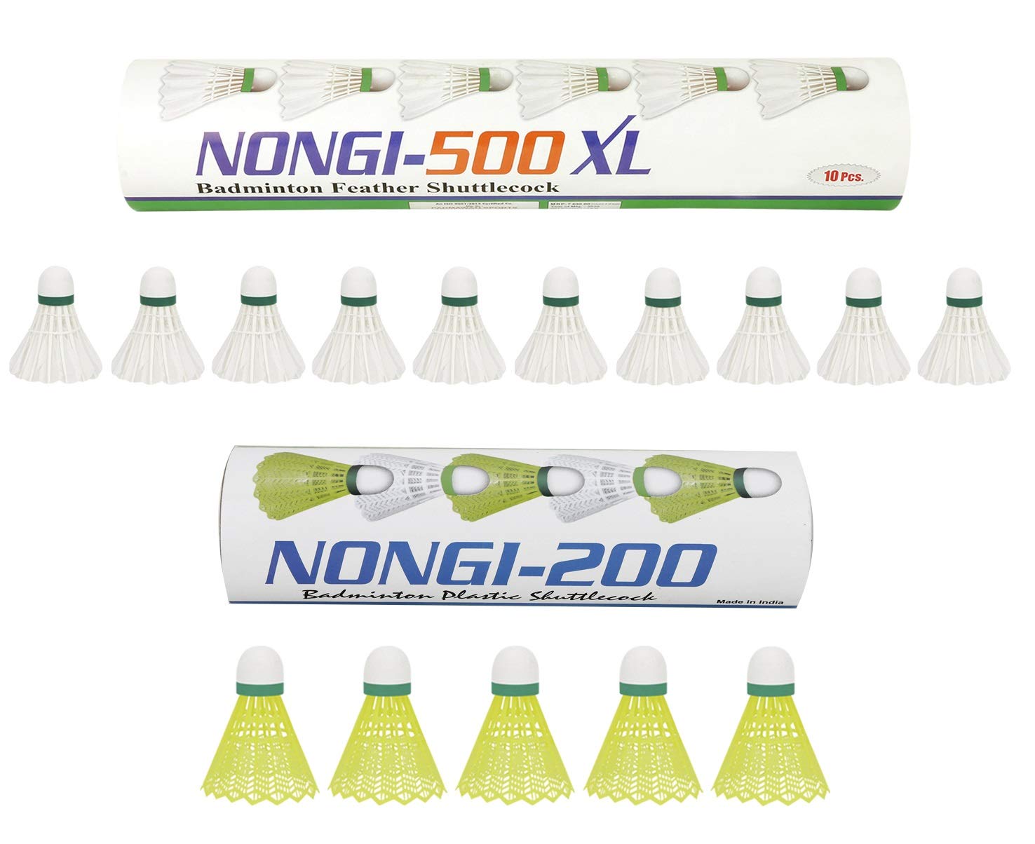 Nongi Combo Pack of 15 Shuttlecocks 500XL(10 White Feather), 200(5 Yellow Plastic) for Outdoor Indoor Sports (B08FCCYDPJ) Amazon Price History, Amazon Price Tracker