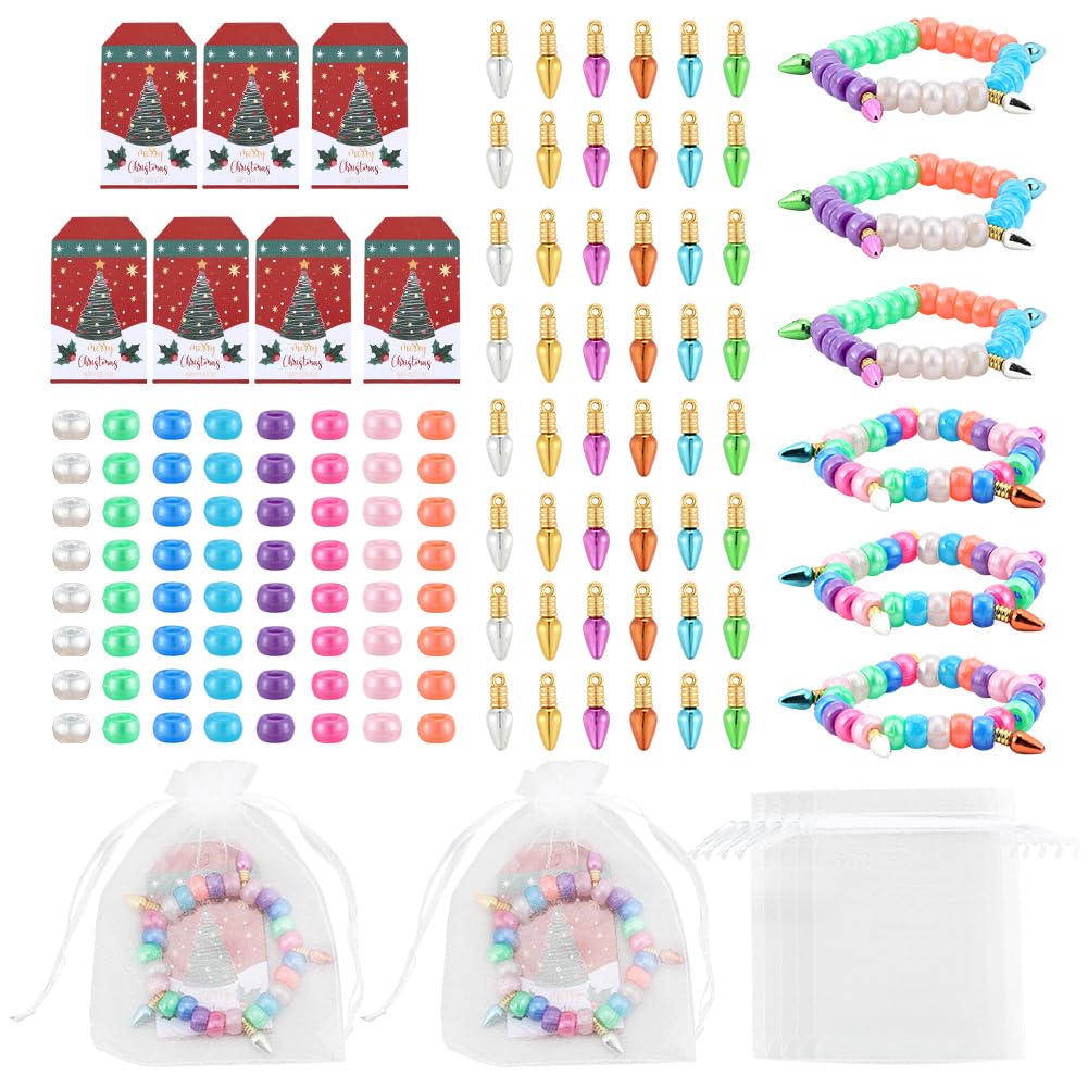 Kit para hacer pulseras navideñas de cuentas de poni para regalar manualidades en familia