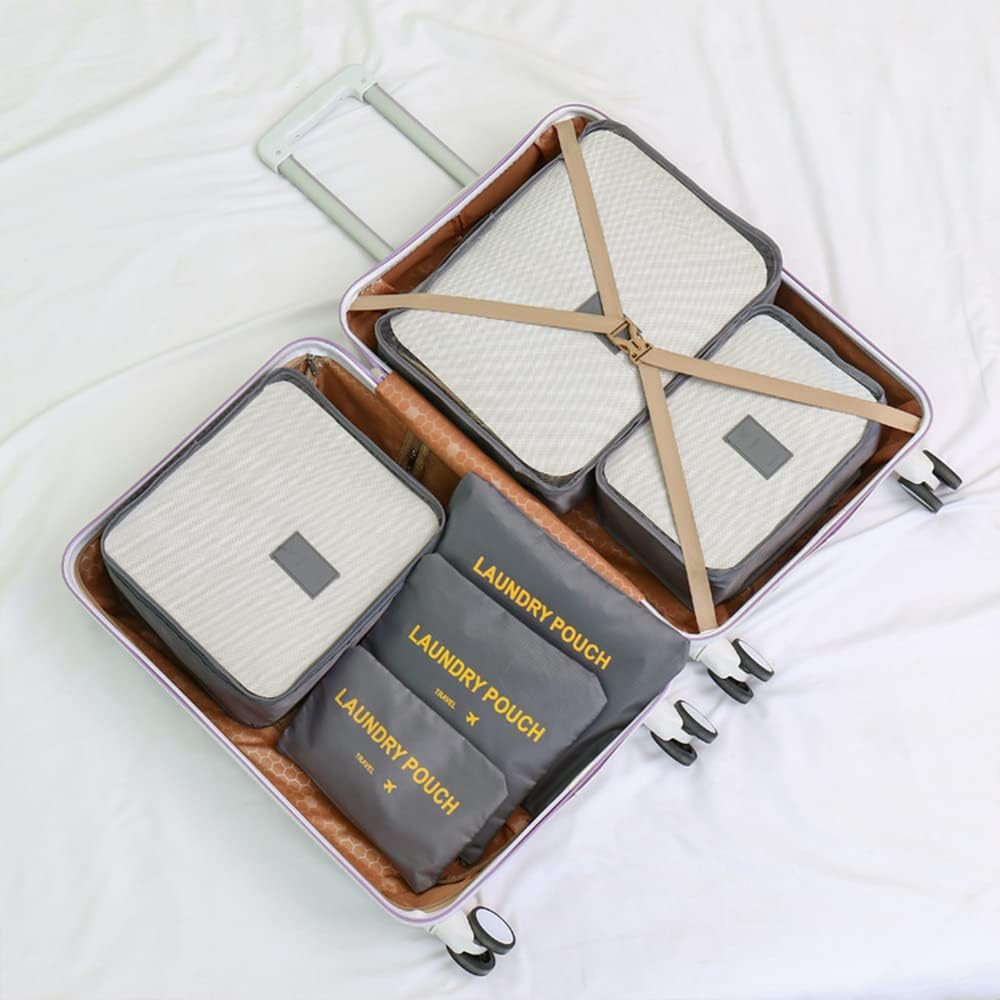 Packing Cubes 6 pieces Travel Accessories Travel Luggage Packing Organizers Bags for Backpack Suitcases, Grey - Image 5