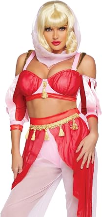 Leg Avenue Womens 3 Pc Dreamy Genie Costume with Bra Top, Pants, Veil