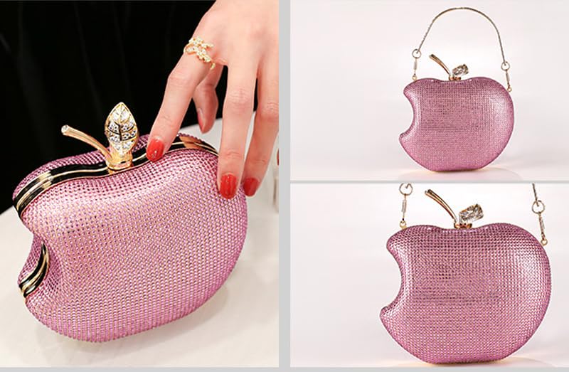 Image of pearl&she Sparkly Apple Rhinestone Handbags Diamond Women Evening Bags Bling Minaudiere Clutch Crystal Purses For Party.