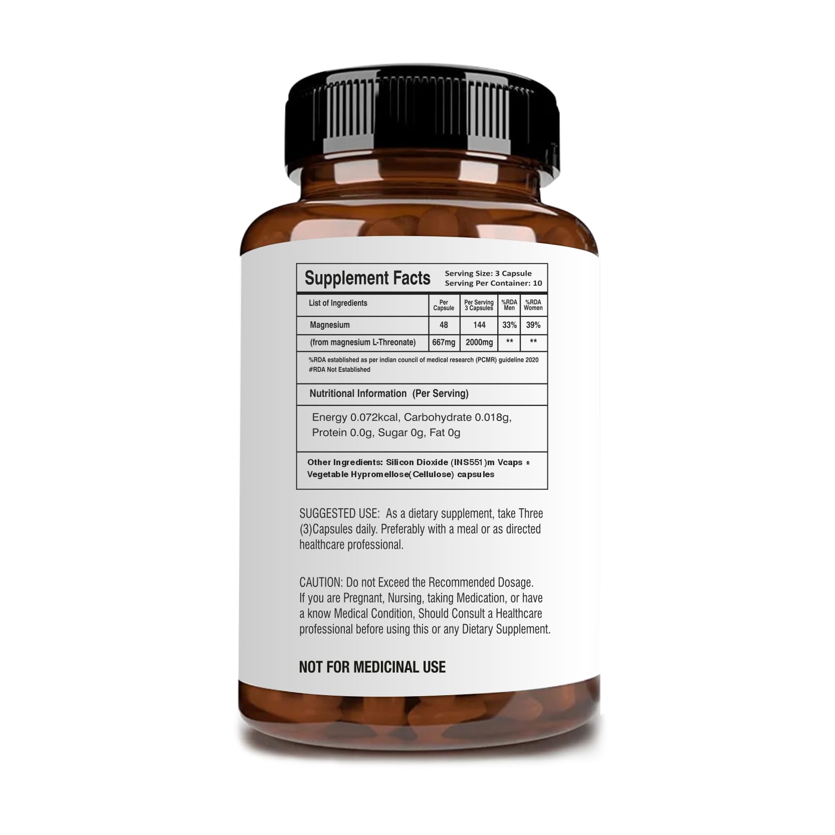 FoxHunt Magnesium L-Threonate Premium Formulation for Brain, Nerve, and Cognitive Health Support, Improves Focus, Memory, Calmness and Sleep Quality, 30 Capsules (Pack of 1) — Amazon image 2