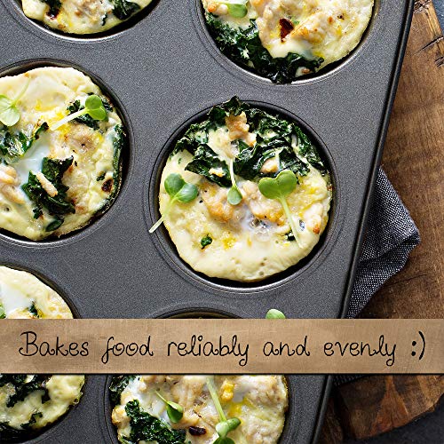 Non-Stick Bakeware 12 Cup Muffin Pan, Set Of 2, Heavy Duty & Easy Release Cupcake Baking Pan #TOP3