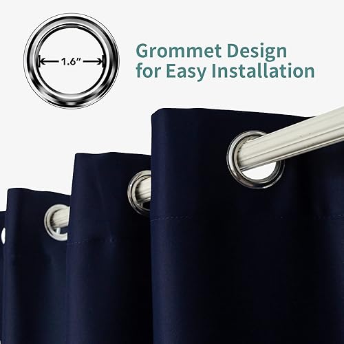 Miniatura 3 de Pickluc Cortina opaca azul marino para sala de estar, cortinas de bloqueo de luz con ojales, aislamiento térmico, reducción de ruido, 52 pulgadas de