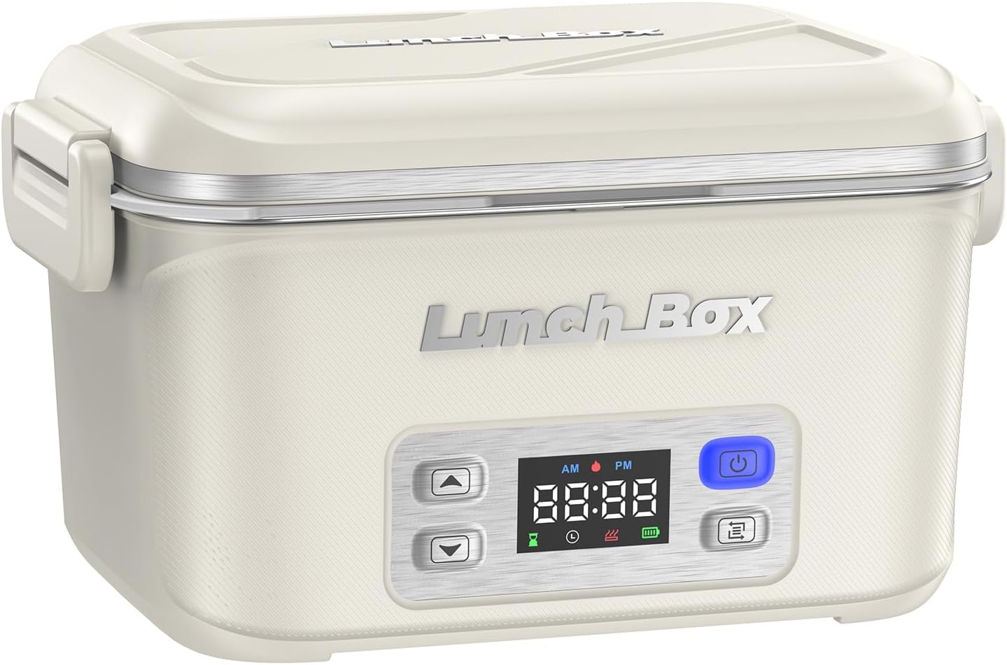 Rechargeable Electric Lunch Box Cordless - 1.5L Portable Heated Lunch Box for Adults, 27000mAh Battery Self Heating Food Warmer with Insulated Backpack Bag, Stainless Steel, Leakproof, 220°F White