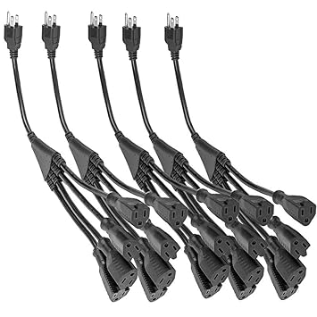 ClearMax 3 Prong 1-to-4 Power Cord Splitter Cable - Power Extension Cord - Cable Strip Outlet Saver - 16AWG - UL Approved - 18