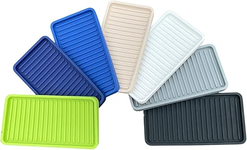 Miniatura 8 de Happitasa - Bandeja organizadora para fregadero de cocina de silicona, soporte de esponja y protector de encimera, estilo de líneas rectas (blanco,