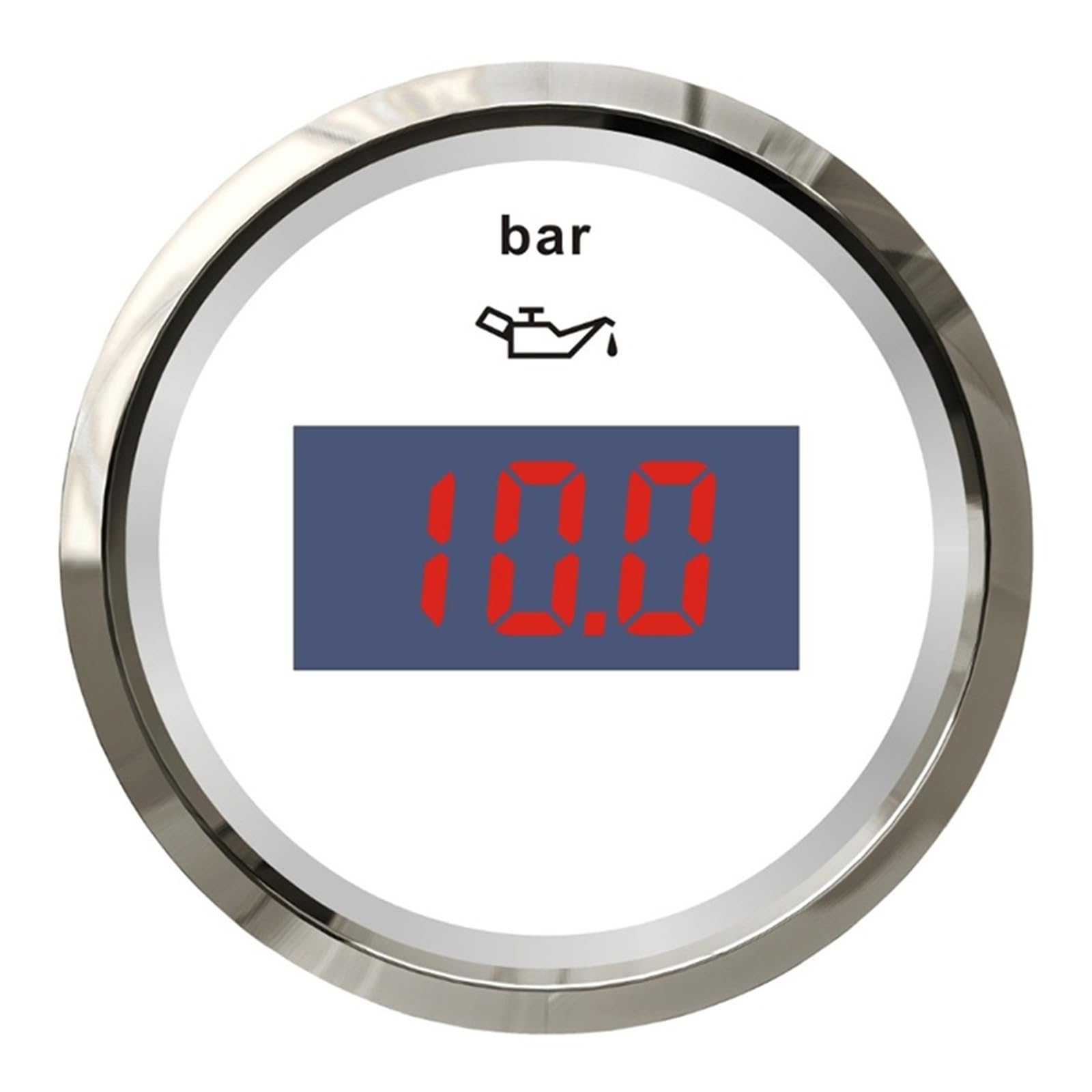 Medidor de presión de aceite de 52 mm, 0-5 bar 0-10 bar for automóvil marino con retroiluminación disponible en rojo y amarillo 12 V 24 V Lectura clara(Digital 0-10Bar WS)