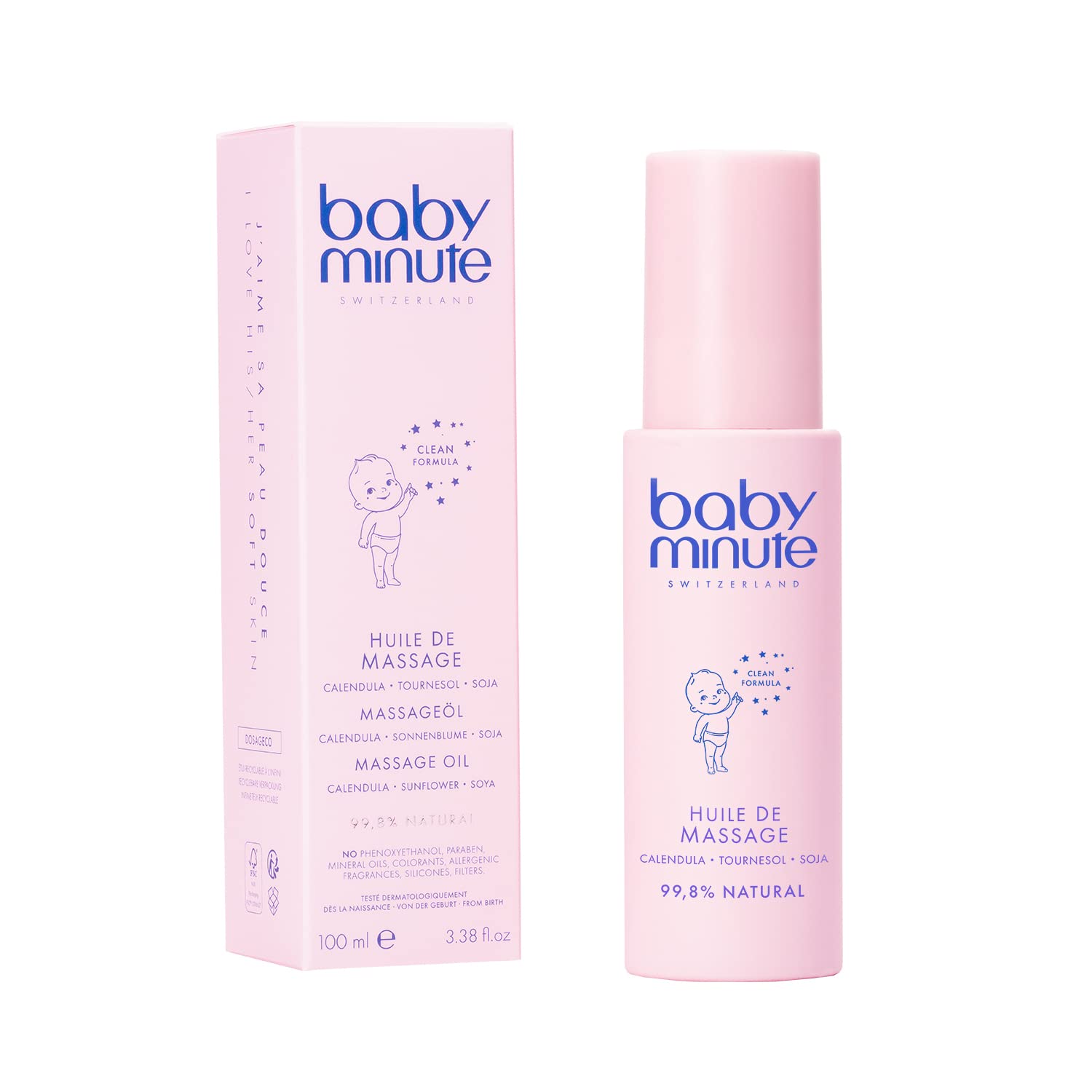 BABY MINUTE • HUILE DE MASSAGE • Hydrate, Apaise, Protège, Corps・Bébé - 100ml
