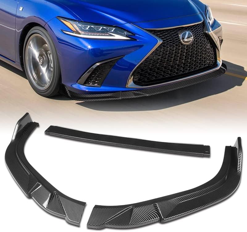 3PCS Front Bumper Lip Kit fit for compatible with 2019-2023 Lexus ES300H ES350, Sport-Style Splitter Trim Protection Spoiler, Air-Dam-Chin-Diffuser (Carbon Look)
