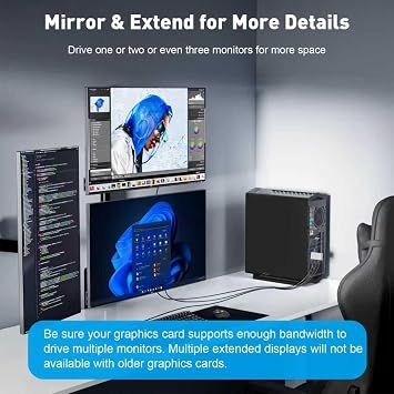 UANTIN DisplayPort Splitter for 3 Monitors Extended Display 4K@60Hz