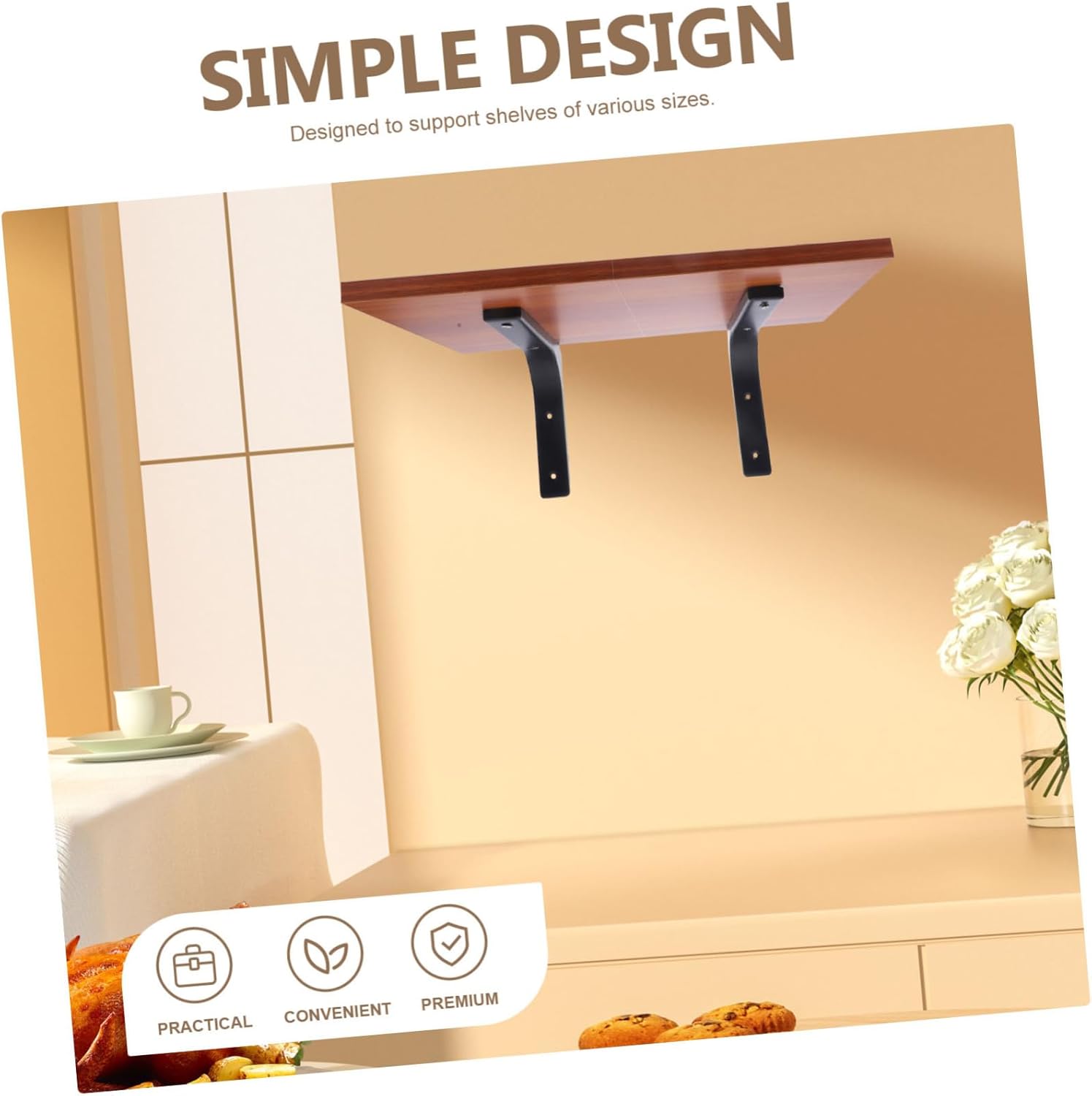 Wooden Floating Shelves Wall Decor Metal Bracket Support Decorative Shelf Brackets