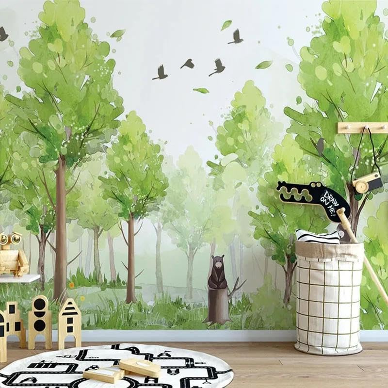 Papier peint mural 3D paysage bois autocollant décoration salon et chambre