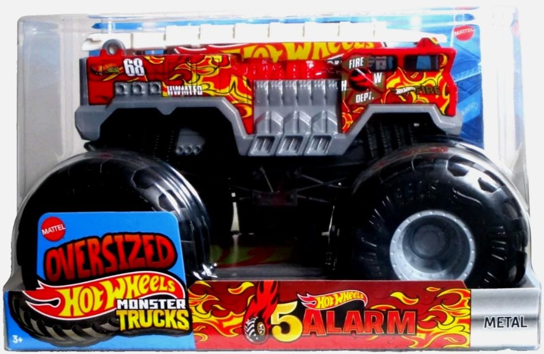 Hot Wheels Monster Trucks 5 Alarm Die-Cast Vehicle, 1:24 Scale, Oversized New Paint for 2026