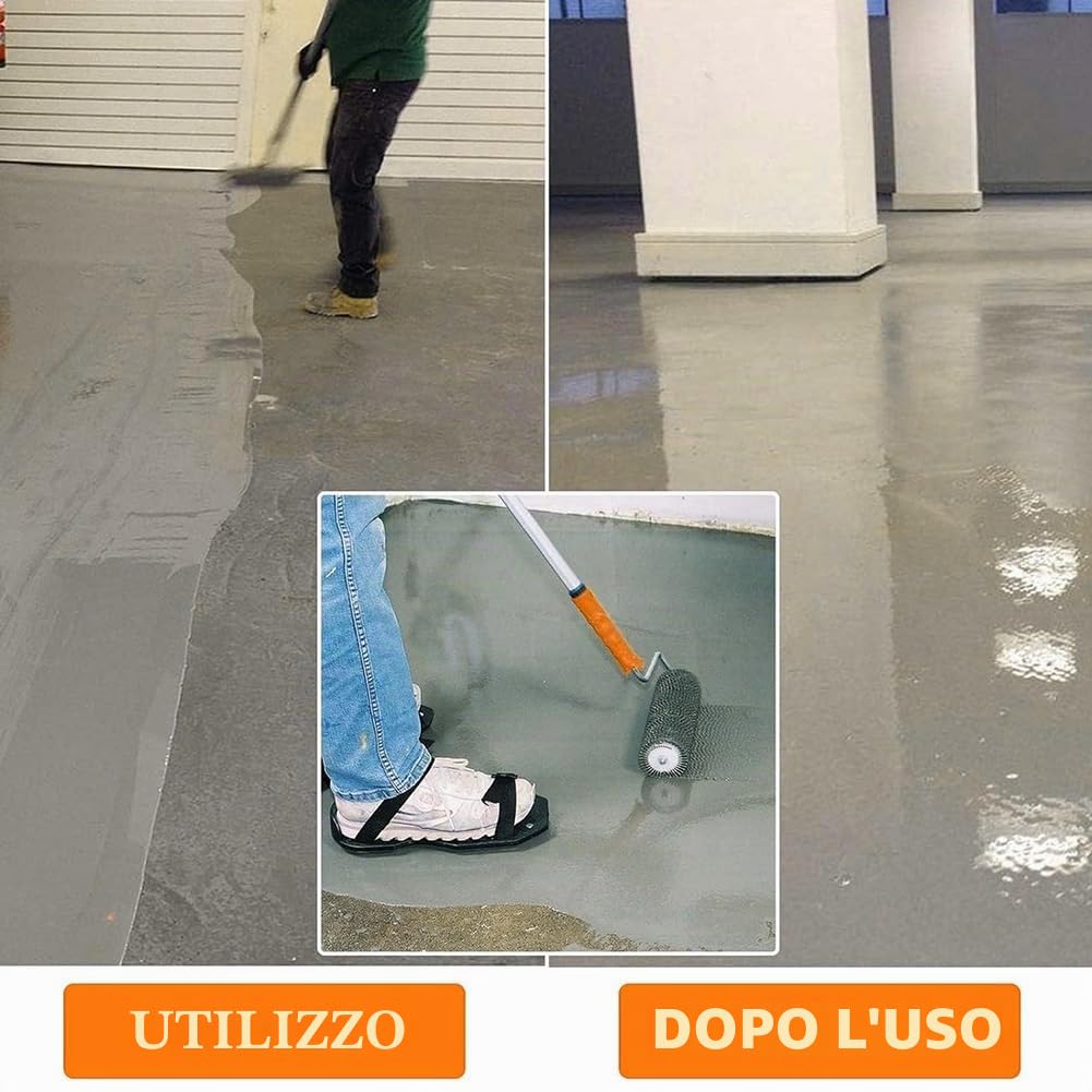 Rullo Frangibolle,Rullo Pavimento Adatto,Spazzola Pavimento da Parete in Cemento per l'antischiuma Durante la Costruzione di Cemento Autolivellante,Lunghezza 22 cm,Altezza Denti 11 mm