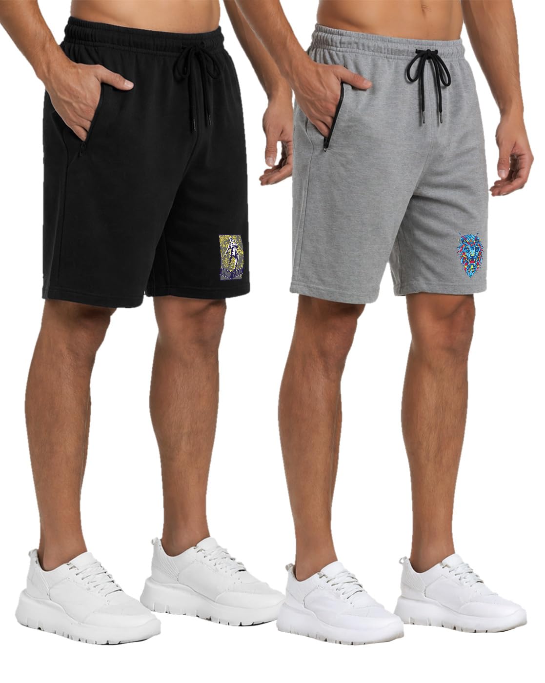 Mens Shorts MMA Boxer Printed Summer Knee Length Cotton Shorts for Mens Combo Pack of 2 (S-4XL)-image-3