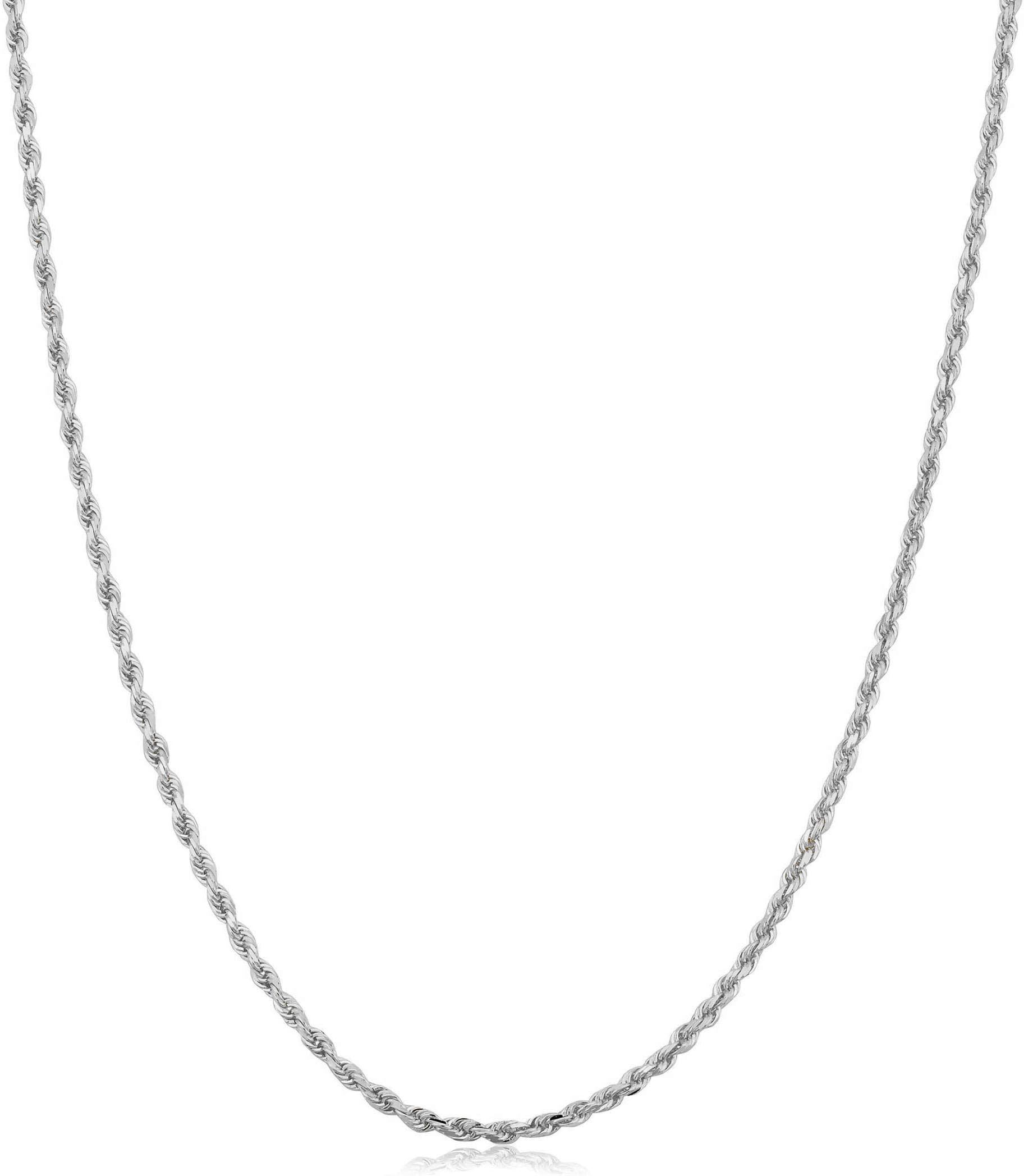 ARGENTO REALE Sterling Silver Diamond Cut Rope Chain Necklace, 1MM 2MM 3MM 4MM 5MM 6MM 7.5MM Braided Rope Chain Necklace, 925 Sterling Silver Necklace