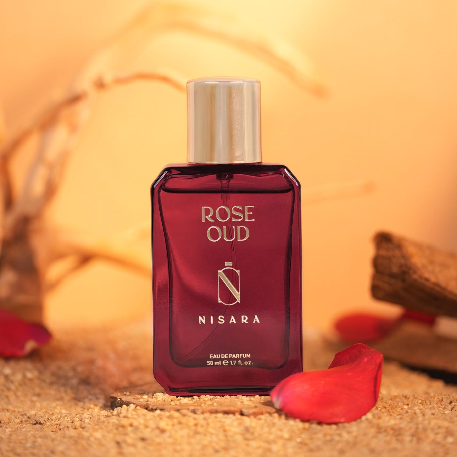 Nisara Rose Oud Unisex EDP Perfume for Men and Women, 50 ml | Premium Long Lasting Eau De Parfum | Floral & Musky Fragrance with Rose, Pear, Oud, Amber, Musk Notes for Him & Her
