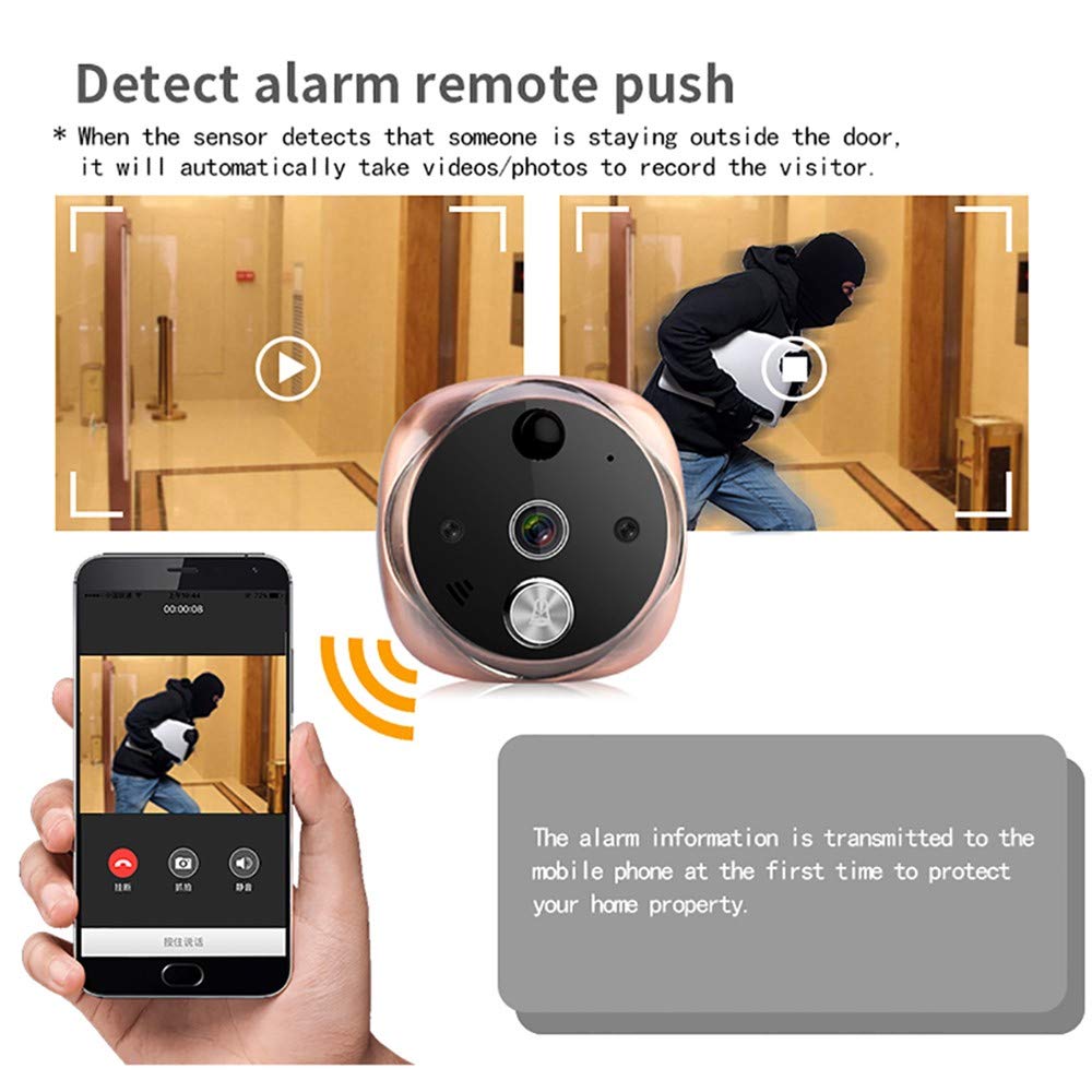 Videoportero Timbre de Video,Digital de Puertas,Mirilla,Casa Inteligente WiFi,Cámara de Seguridad,Video en Tiempo Real,Detección de Movimiento PIR,Pantalla a Color de 5 Pulgadas HD