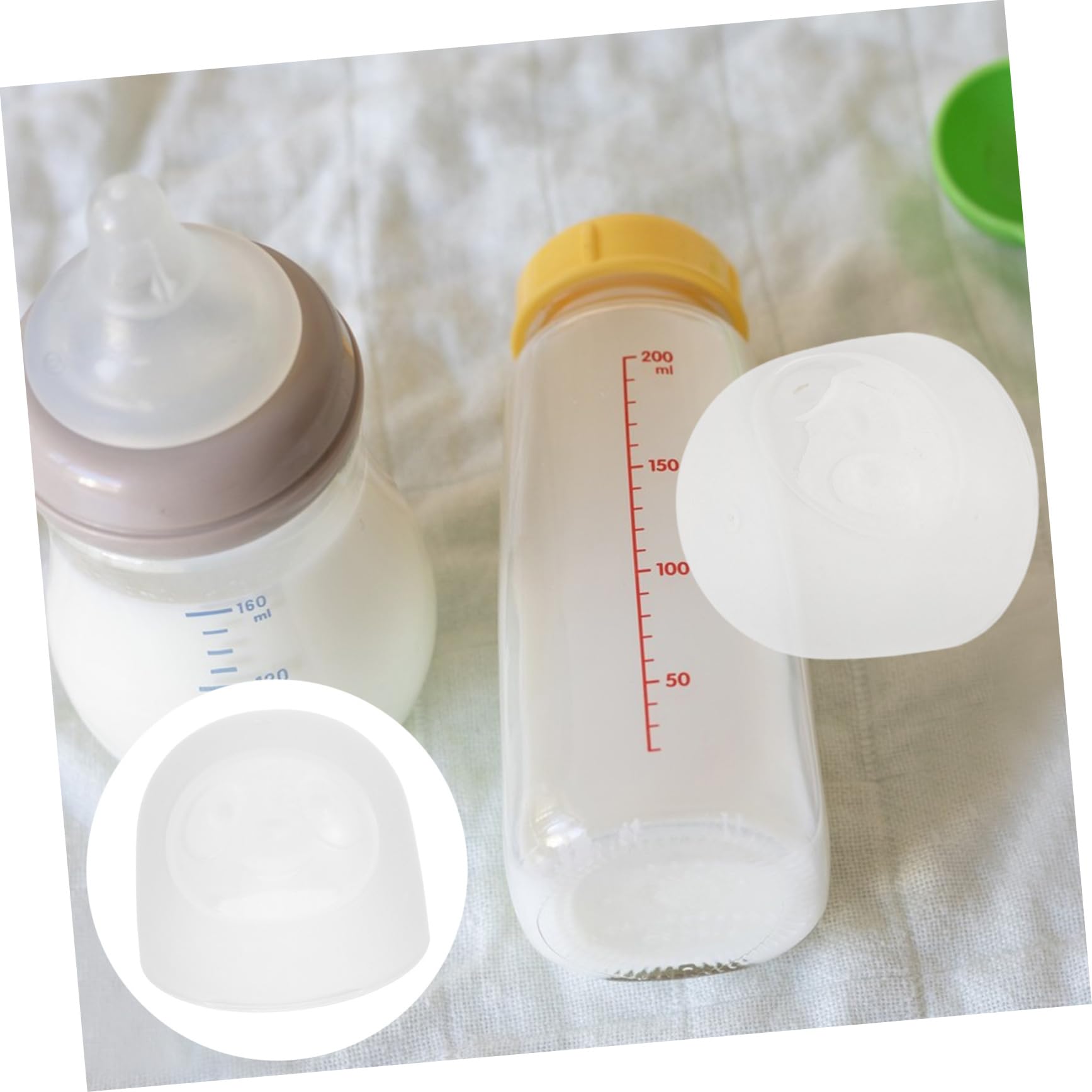 ifundom Tappi Per Bottiglie Per Latte a Di Perdite in Plastica Riutilizzabili Copri Bottiglie Trasparenti a Bocca Larga Protezione Igienica Per Uso Domestico e Viaggio Set Da 3 Pezzi
