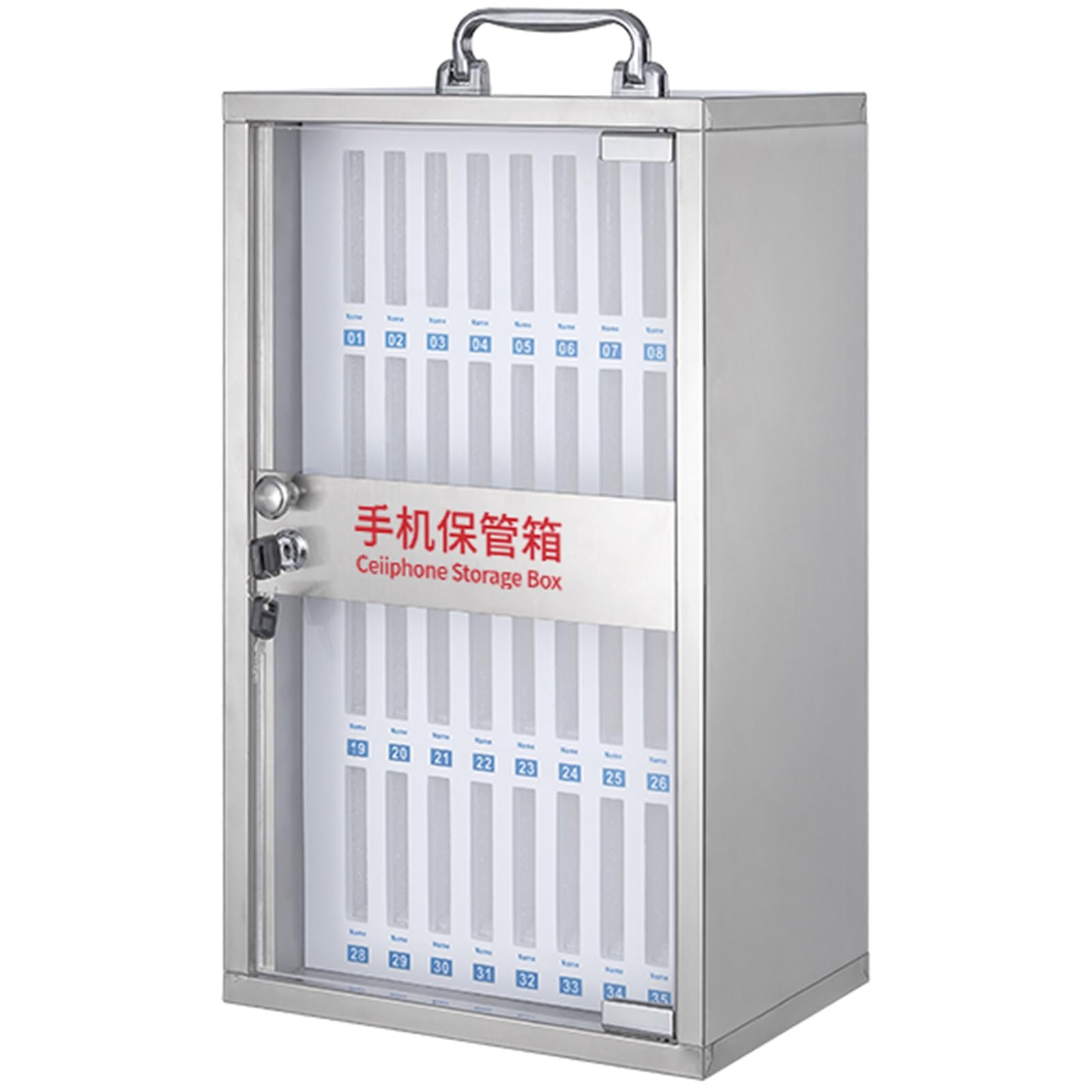 Cell Phone Safe Deposit Box Stainless Steel Cell Phone Storage Boxes Employee Cell Phone Safe Deposit Boxes with Safety Lock No harm to the phoneWall-Mounted or Portable
