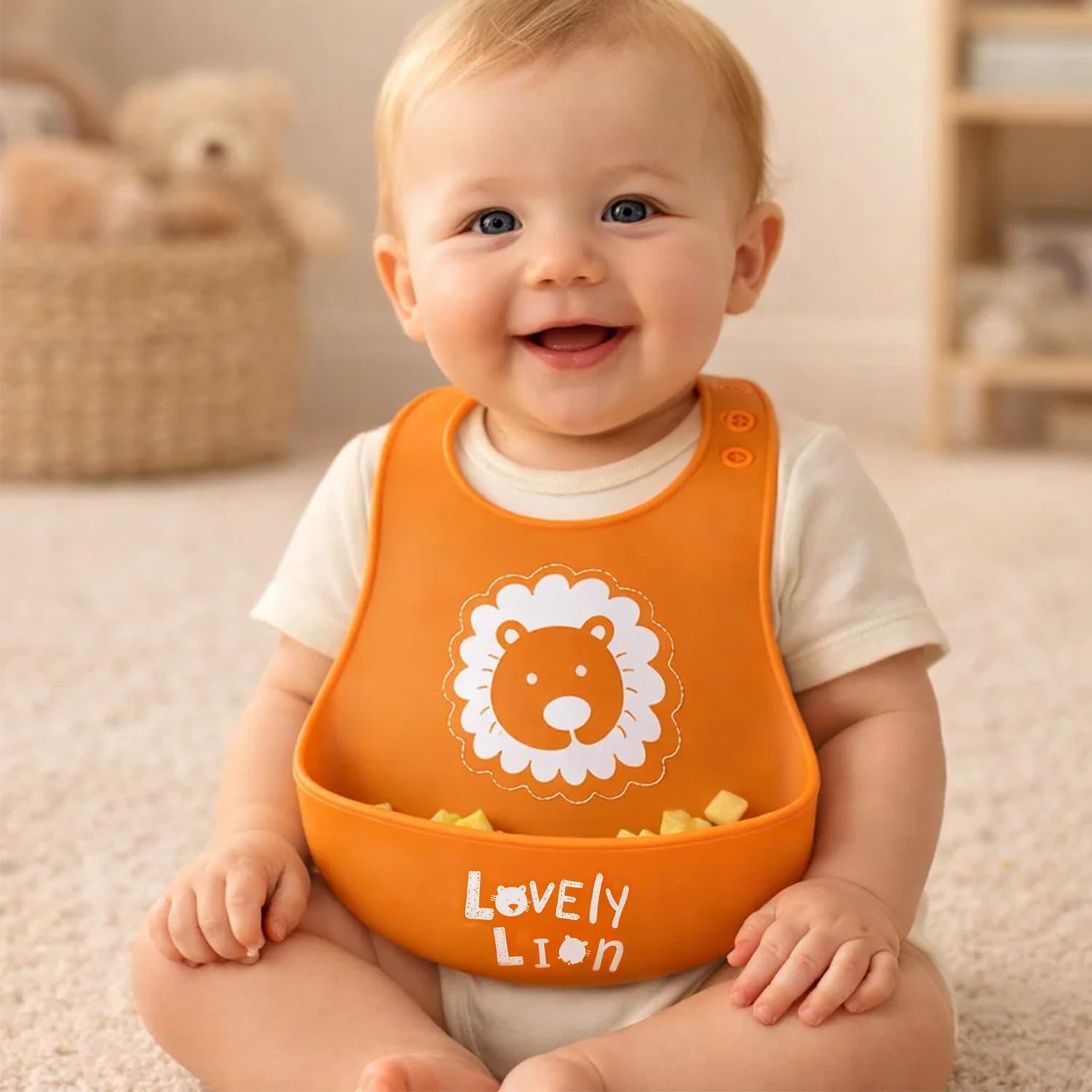 BabyGo Baby Silicone bibs | Baby Bib for Feeding & Weaning Babies & Toddlers | Waterproof, Washable & Reusable|Non Messy Easy Cleaning, Adjustable Neckline with Buttons-image-39