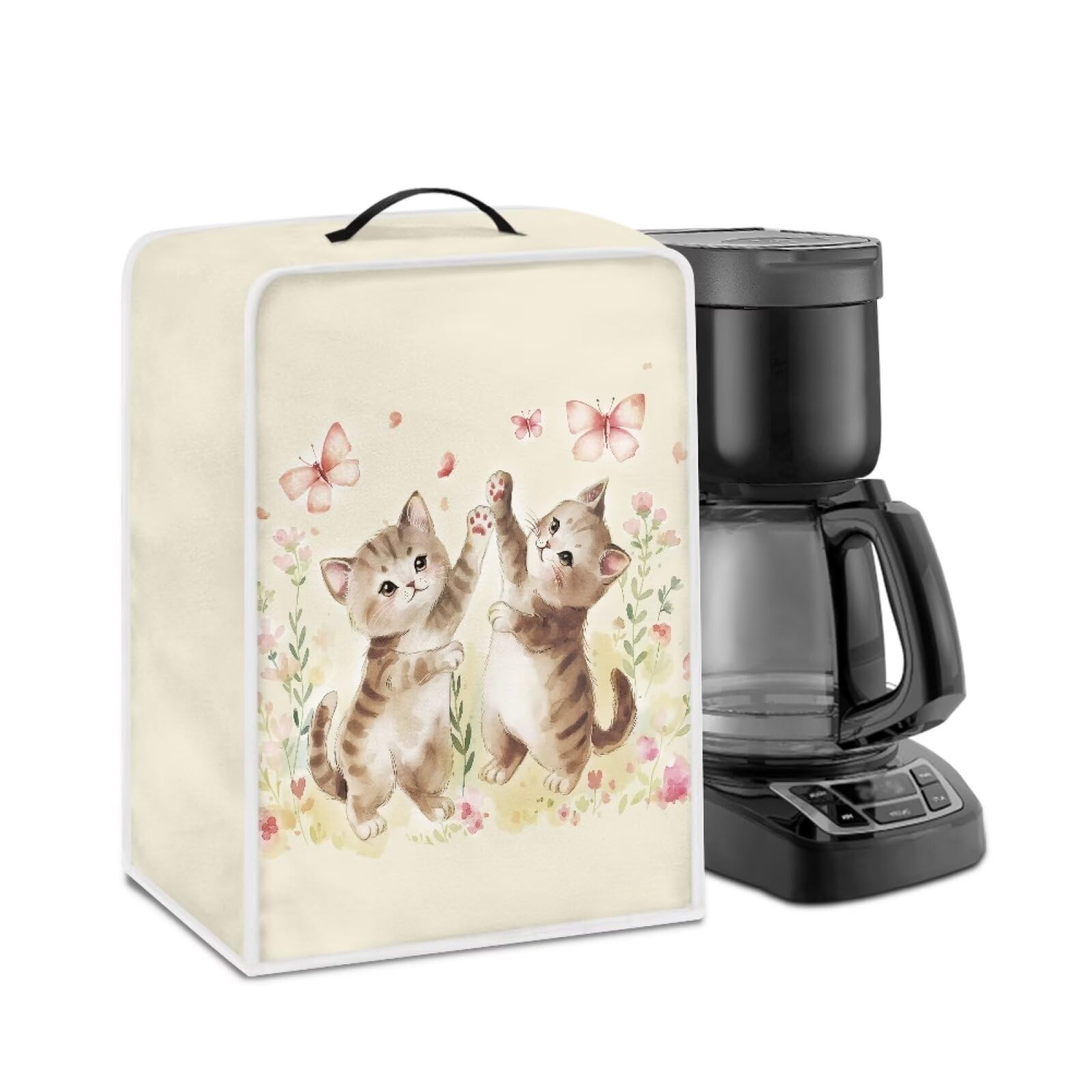 Cute Palying Cats Coffee Maker Cover Coffee Machine Dust Cover Lightweight Coffee Pot Cover Kitchen Appliance Covers Stain Resistant Kitchen Accessories Decor Easy to Clean