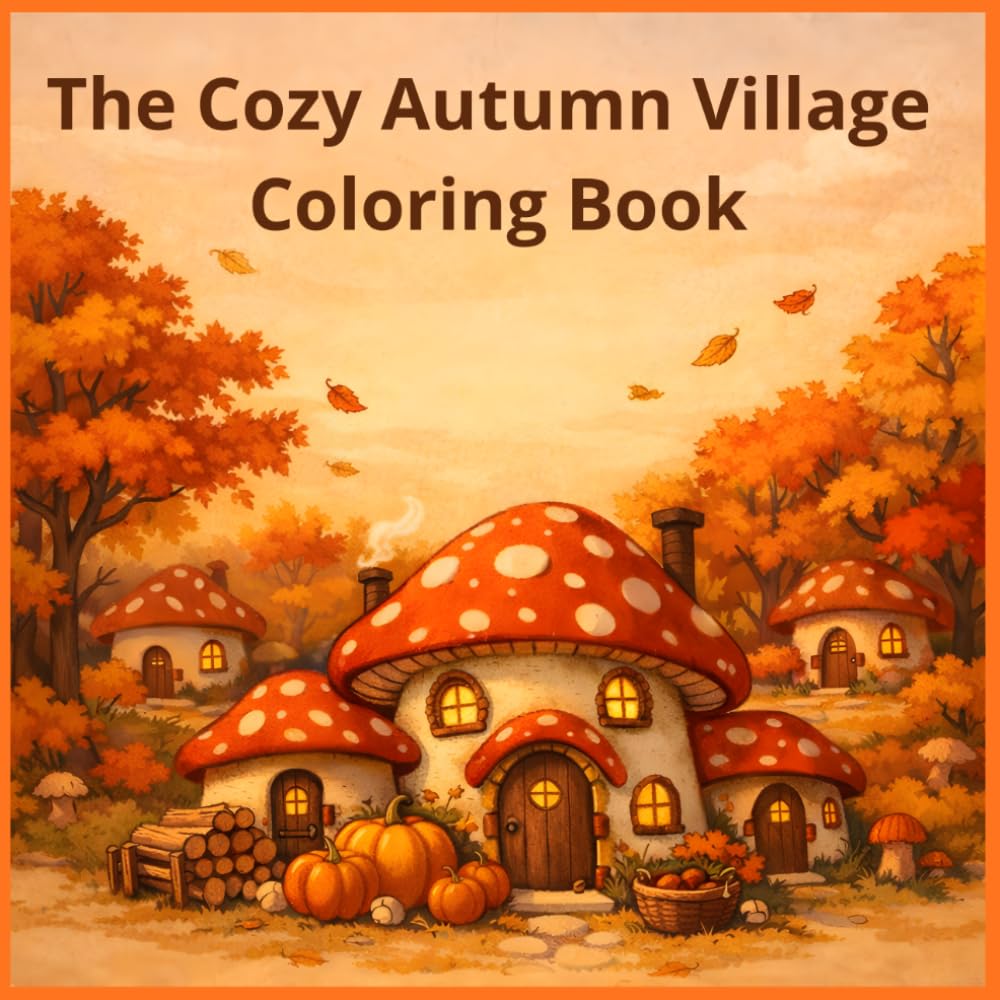 The Cozy Autumn Village Coloring Book: Bold and Easy Designs of Charming Mushroom Cottages, Pumpkin Harvests and Whimsical Fall Forest Scenes — Simple ... and Stress Relief (Cozy Coloring Collection)